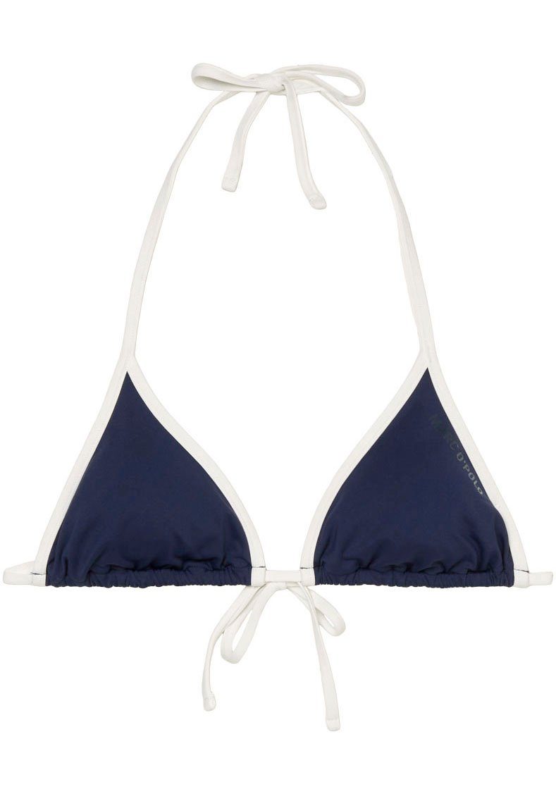 Marc O'Polo Triangel-bikinitop met strikbandjes en contrasterende naden