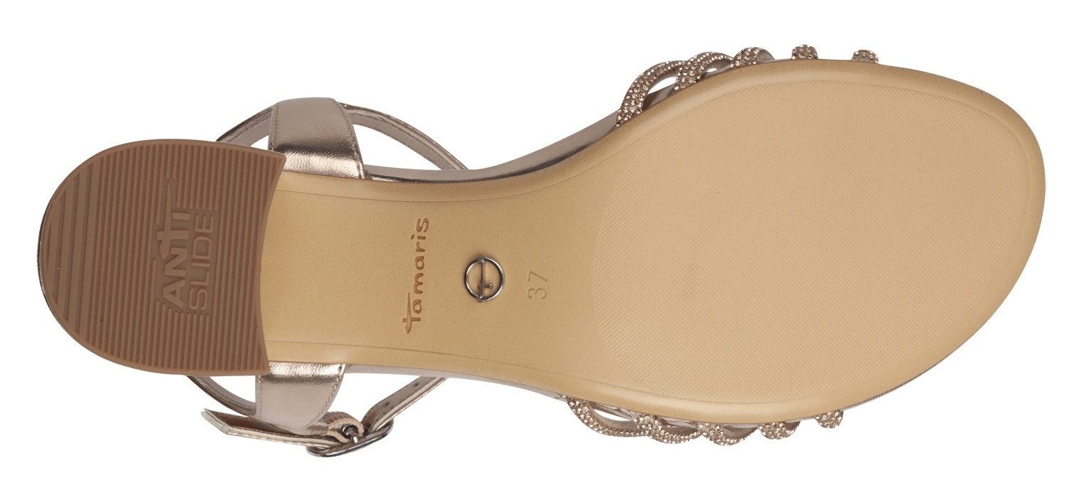 Tamaris Sandaaltjes , blokhak, feestdagenschuh, avondschuh met fonkelende sierstenen
