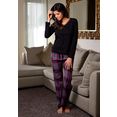 lascana pyjama met behaaglijk zachte flannellen broek multicolor