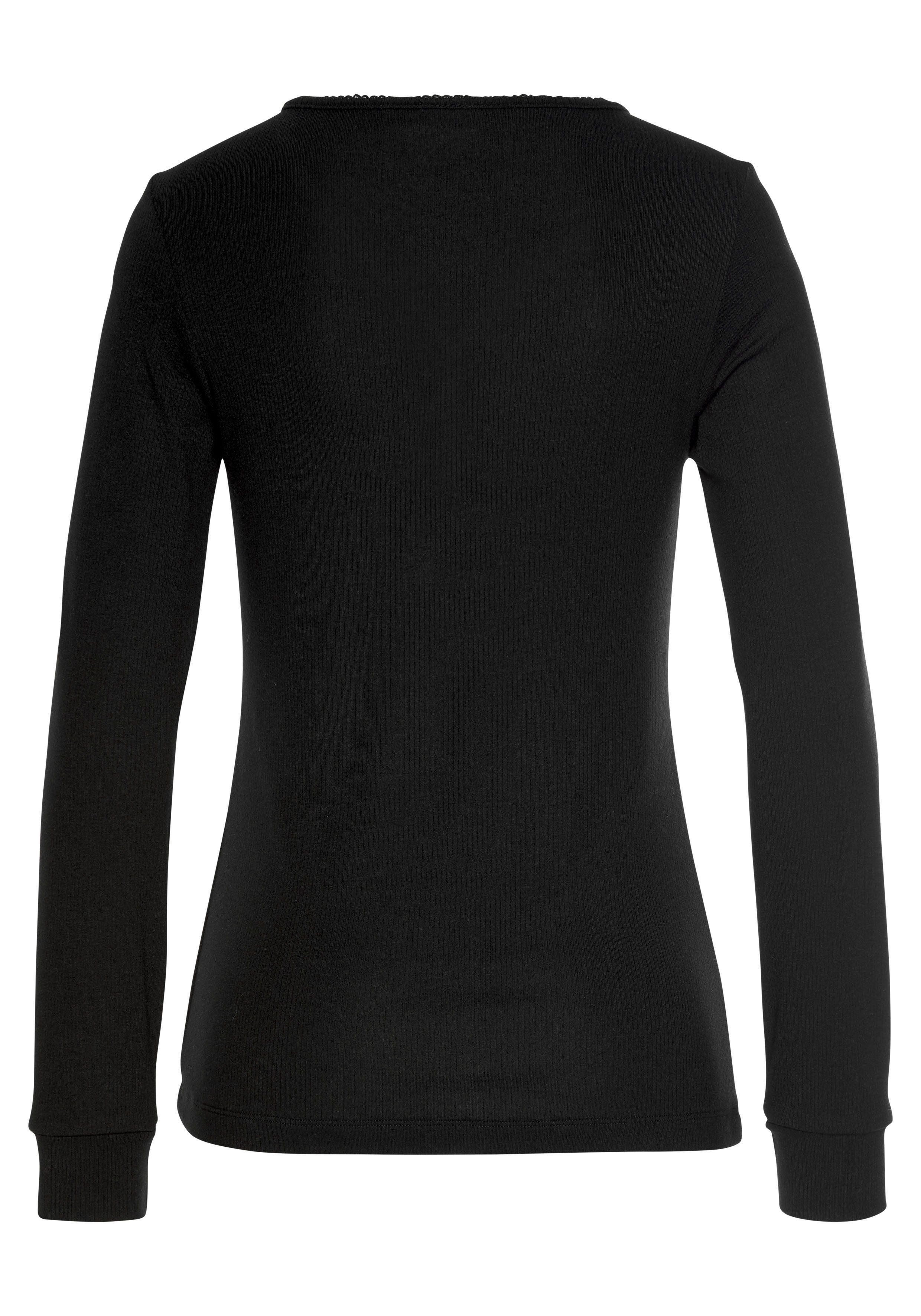 Lascana Pyjama met geribd shirt met lange mouwen (2-delig, 1 stuk)