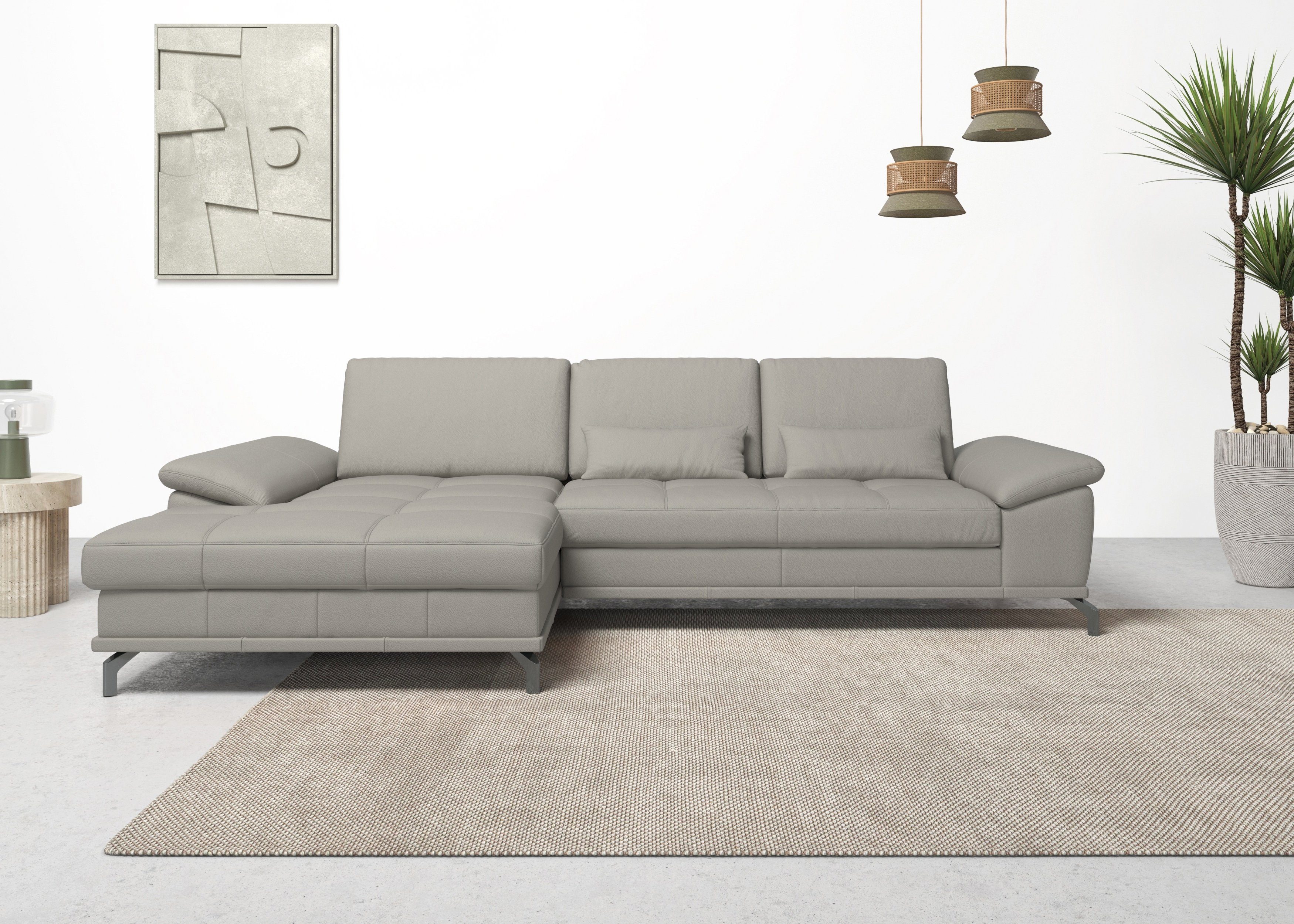 Places of Style Hoekbank Costello L-vorm, met zitdiepteverstelling, armleuningverstelling en