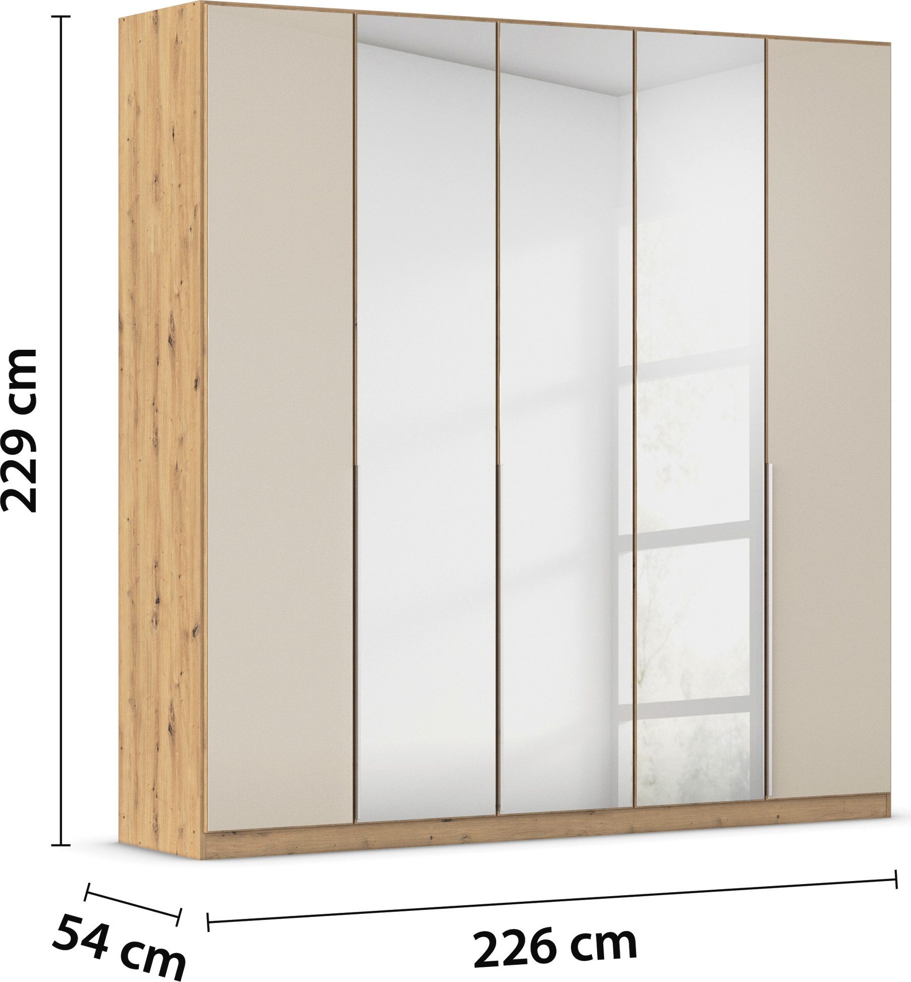 rauch Draaideurkast Kledingkasten kast garderobe AGORDO met glazen front doordachte binnenuitrusting, in 6 breedtes en 2 hoogtes made in germany