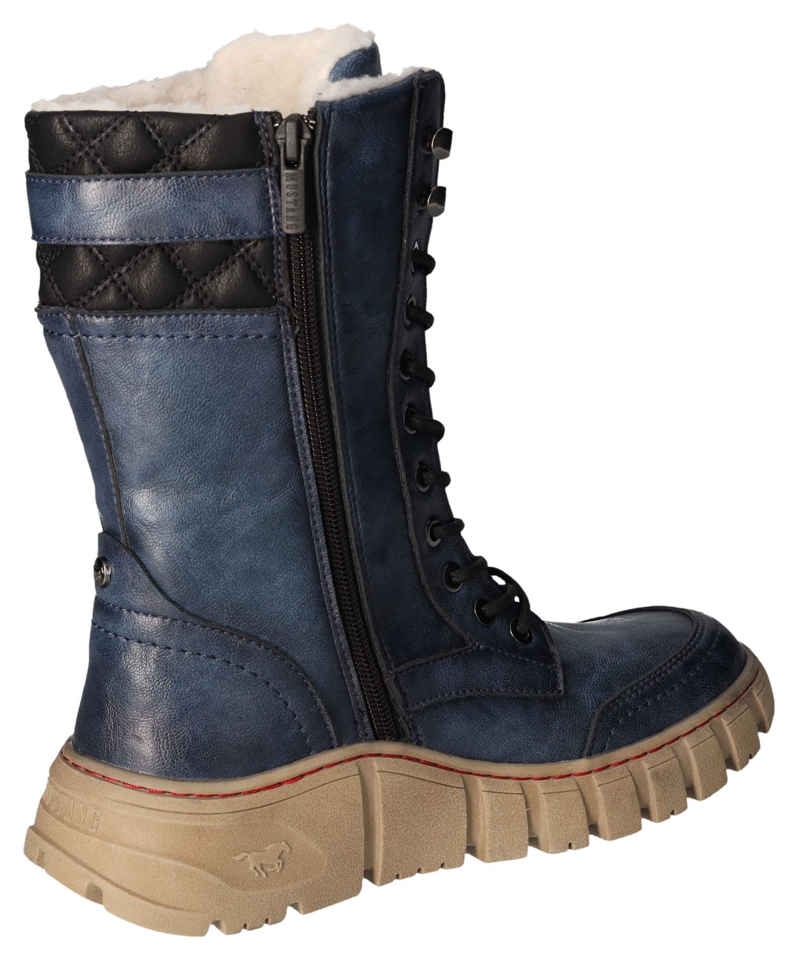 Mustang Shoes Winterlaarzen veterschoenen snowboots profielzool met binnenrits