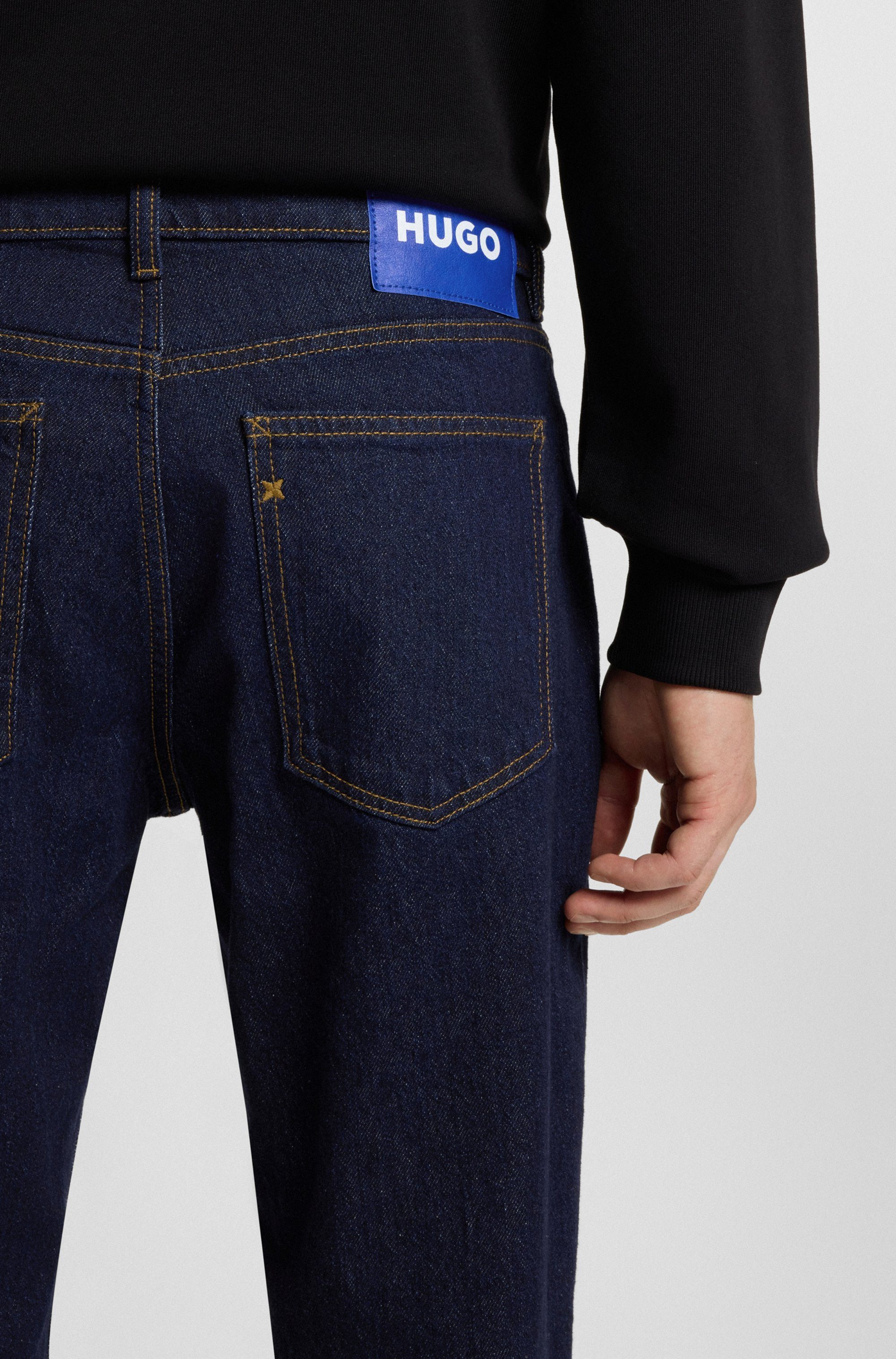 HUGO Blue Tapered jeans Brody met stone-washed-finish