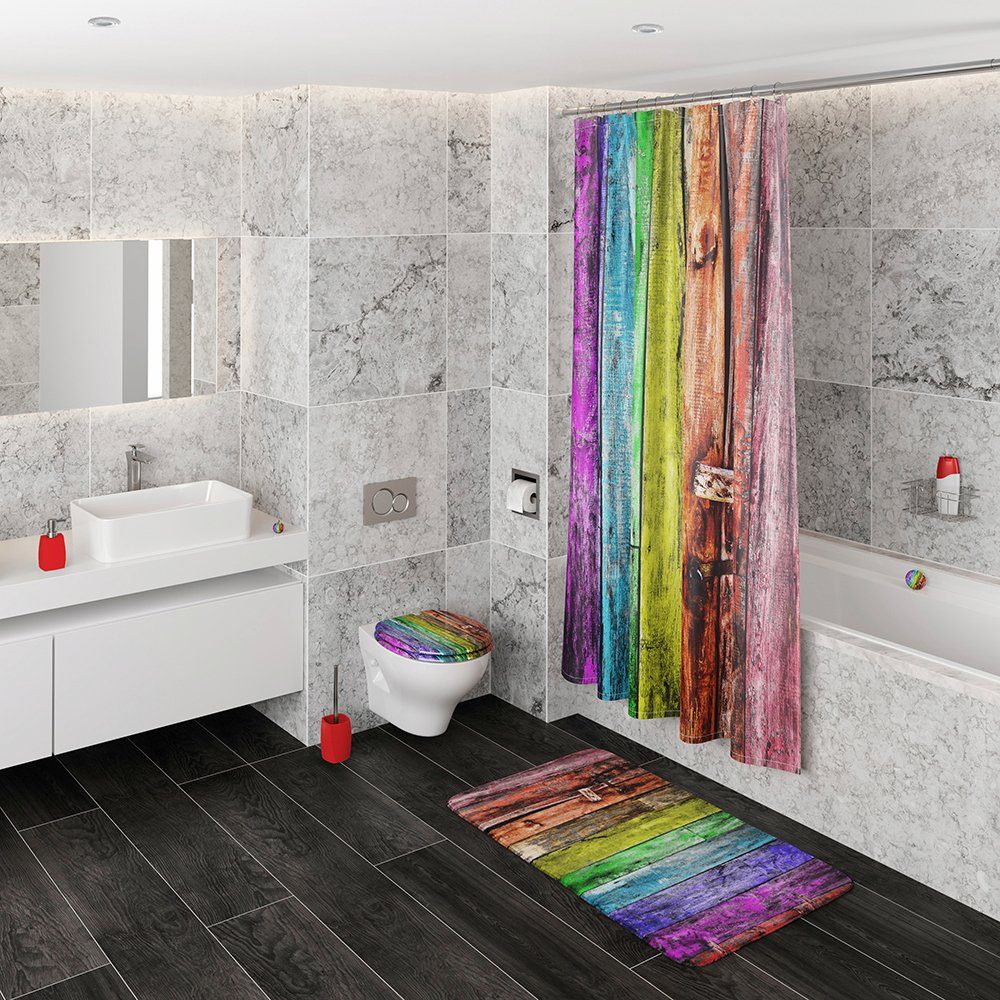 Sanilo Set badkameraccessoires Rainbow bestaand uit toiletzitting, badmat en wastafelplug (complete set, 3-delig)
