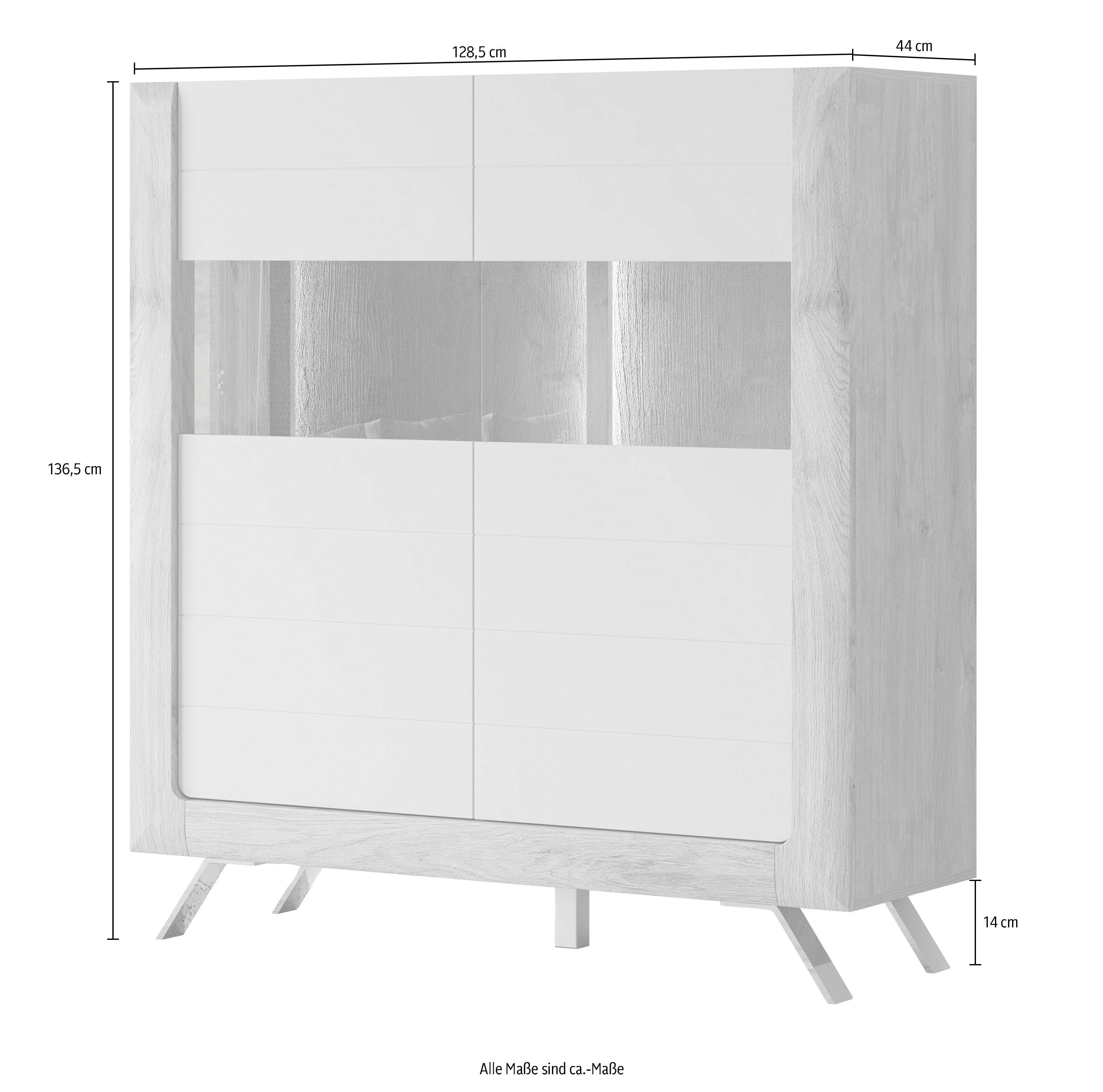 Leonique Highboard Kasai Hoogte 136,5 cm, 2 deuren met glasinzet