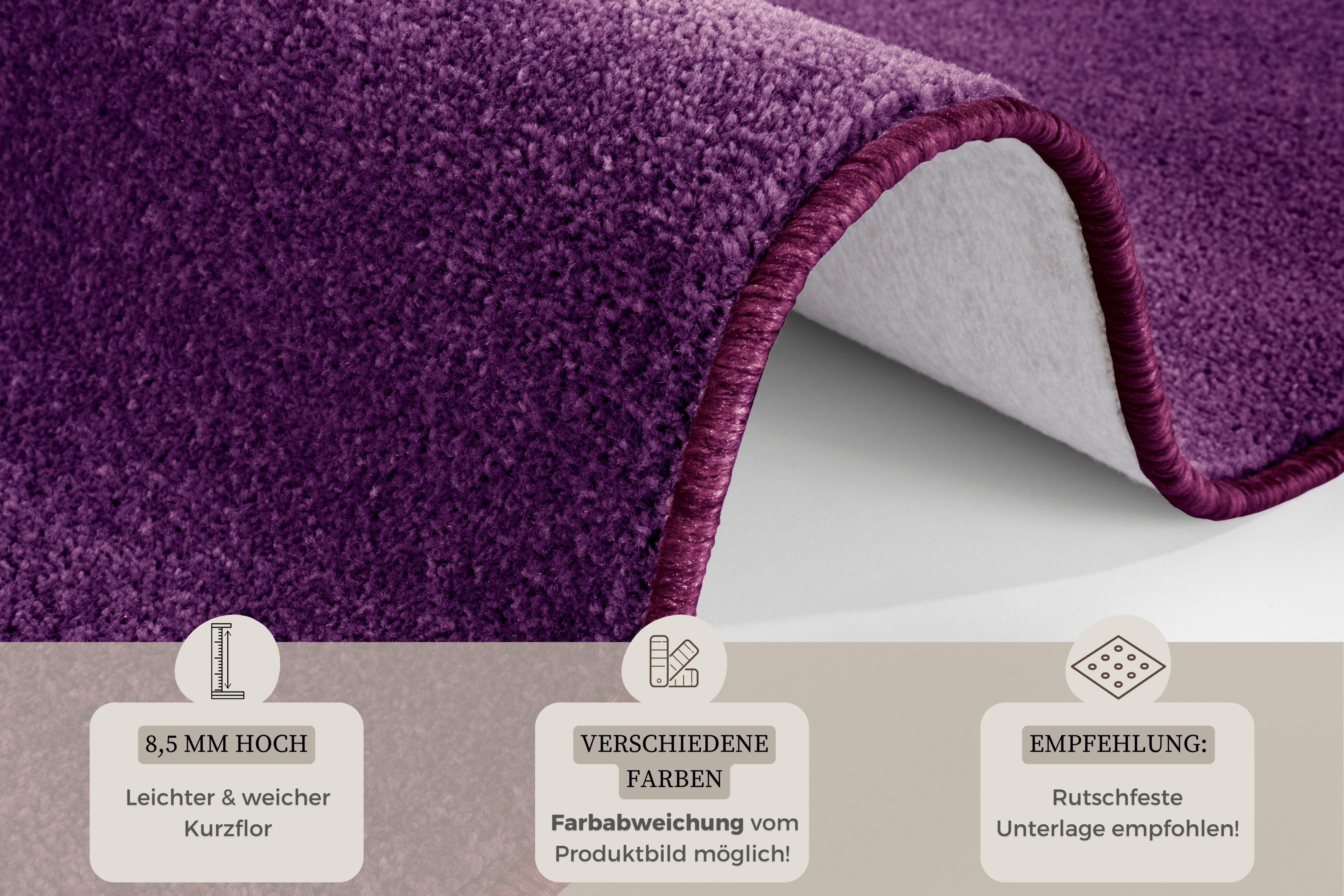 HANSE Home Vloerkleed Shashi Kortpolig, effen kleuren, loper, zacht, eetkamer, kinderkamer, gang