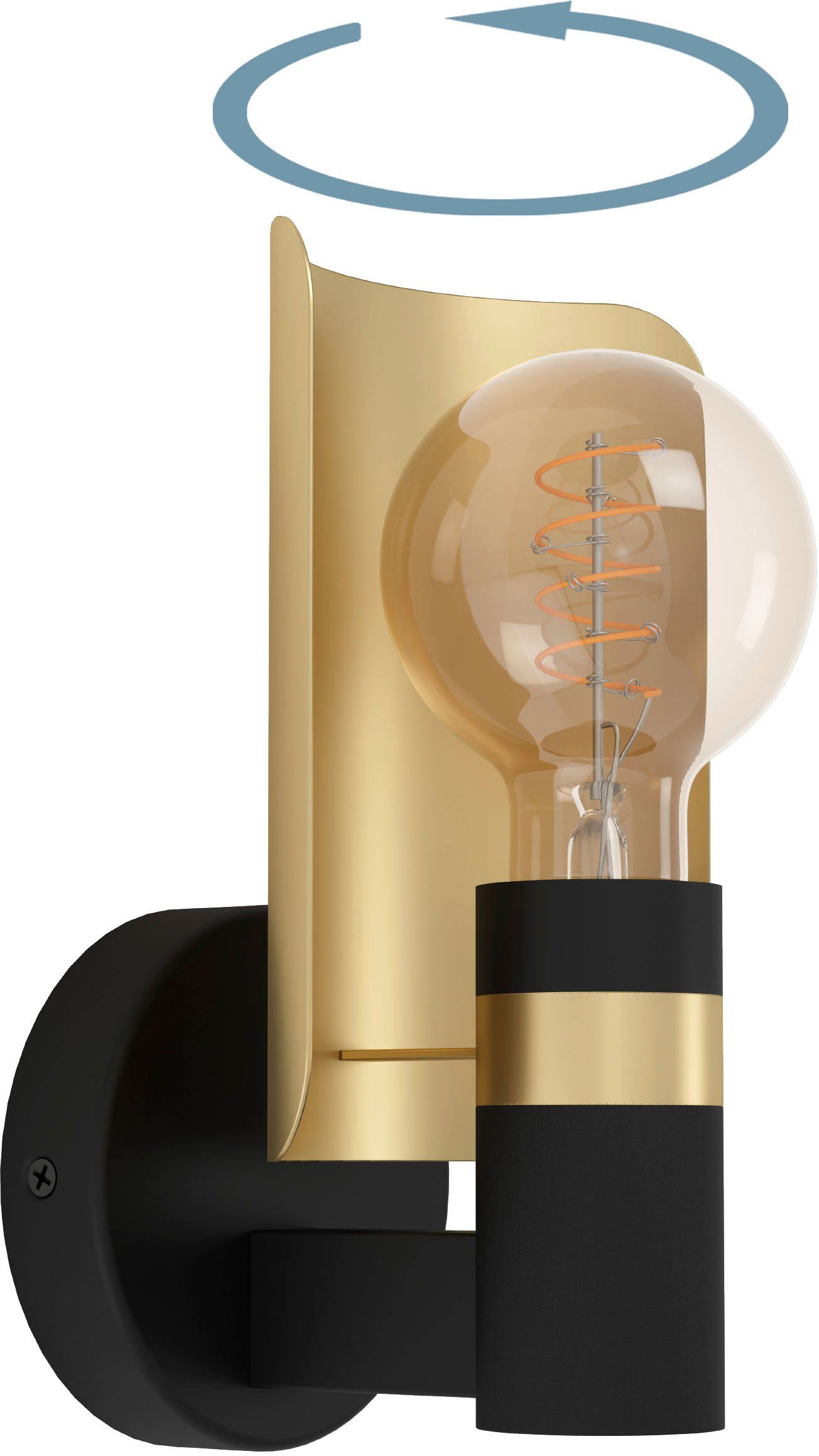 EGLO Plafondlamp Hayes Plafondlamp in zwart en goudkleur van staal - excl. E27 - 40W (1 stuk) plafondlampen zwart