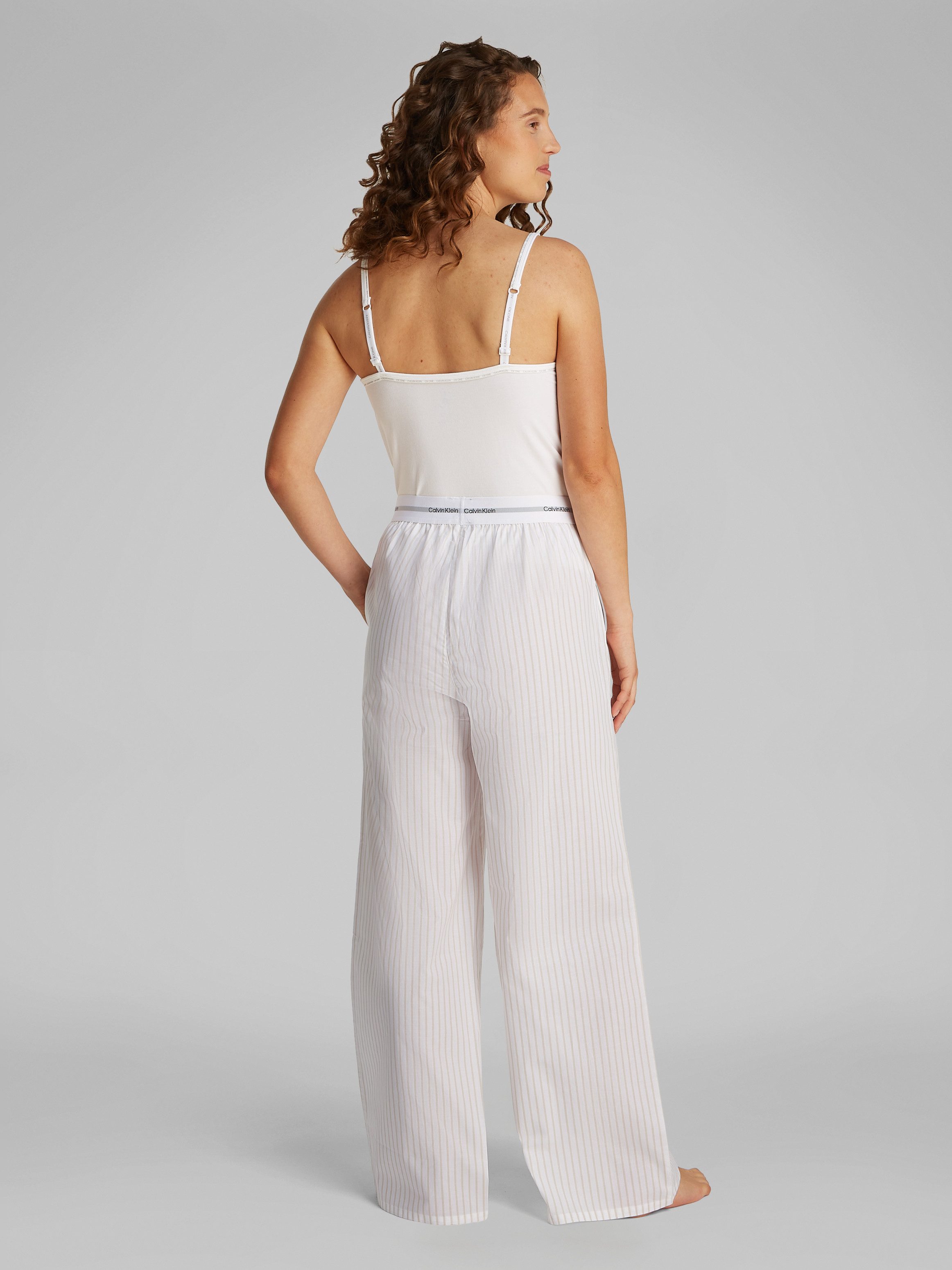 Calvin Klein Homewearbroek LOGO WB POPLIN PANT met elastische logo-tailleband