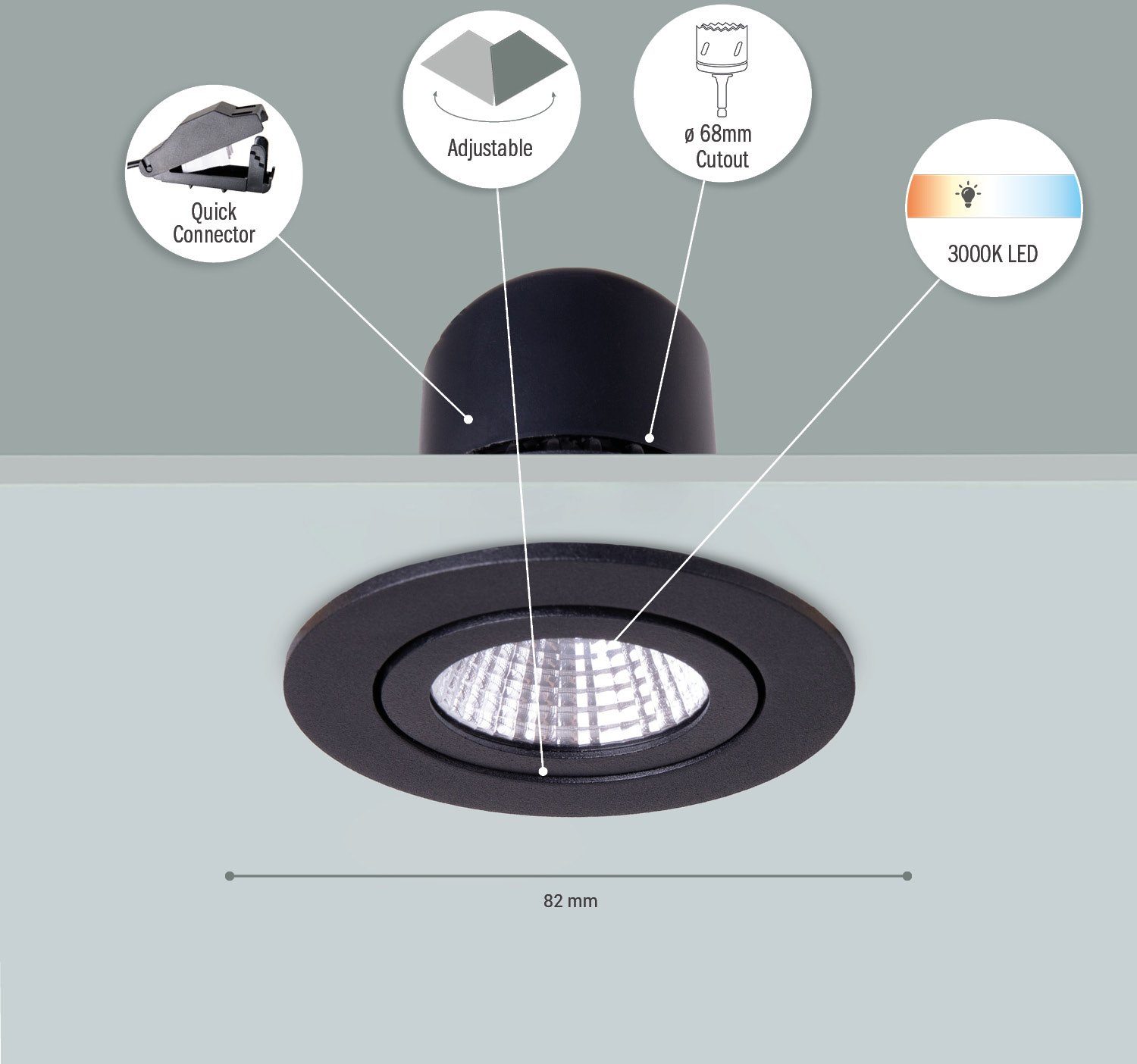 Paco Home Inbouwlamp Rita LED inbouwspot draaibaar LED spot spotlight vlak dimbaar