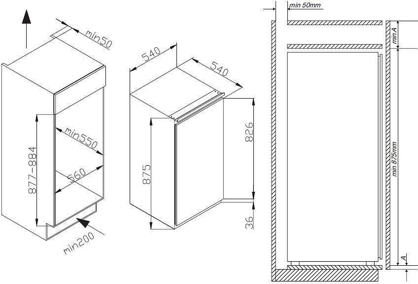 Amica Inbouwvrieskast EGS 16183, 87,5 cm x 54,0 cm