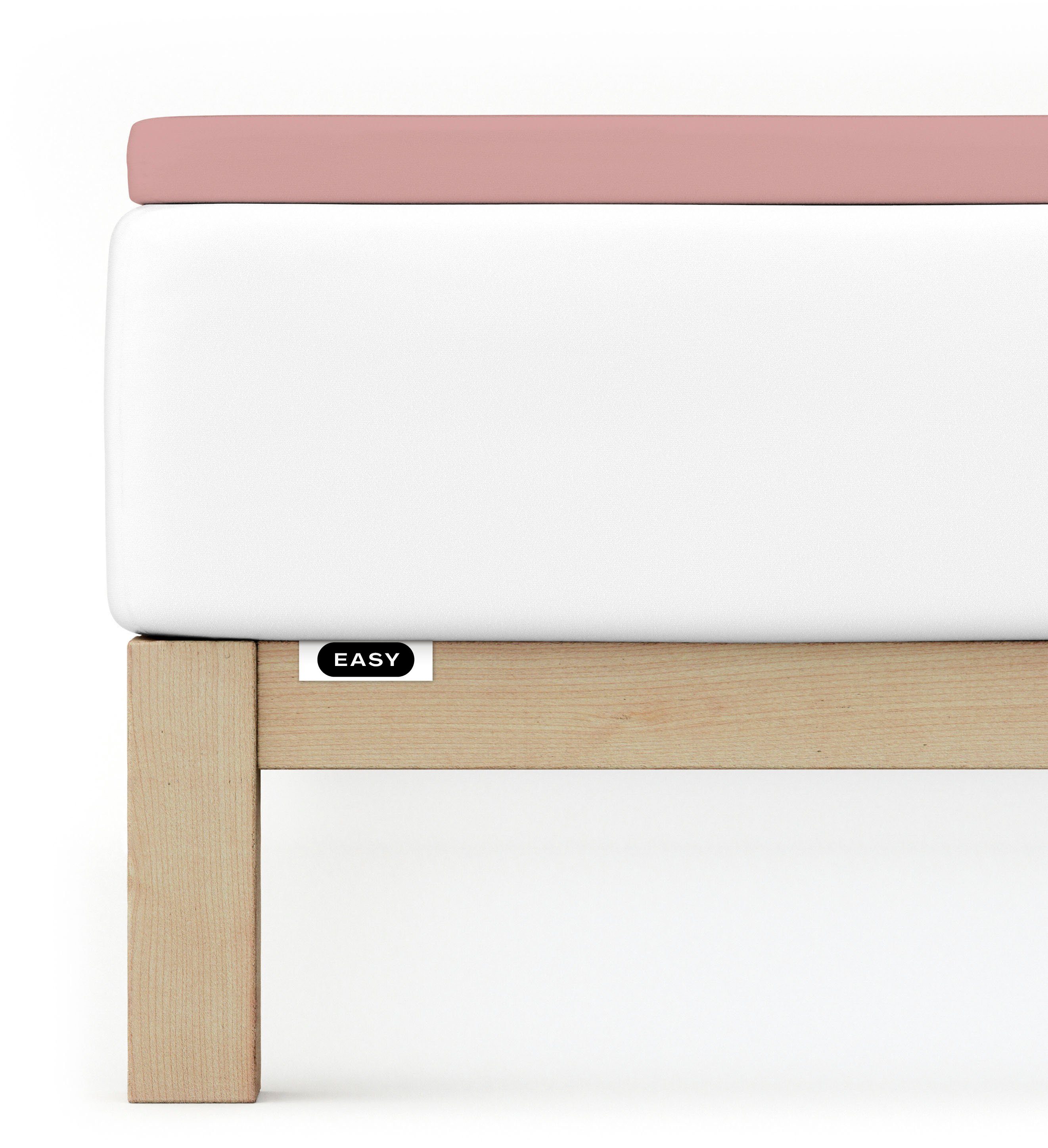 Schlafgut Hoeslaken EASY jersey elastaan topper (1 stuk) hoeslakens roze