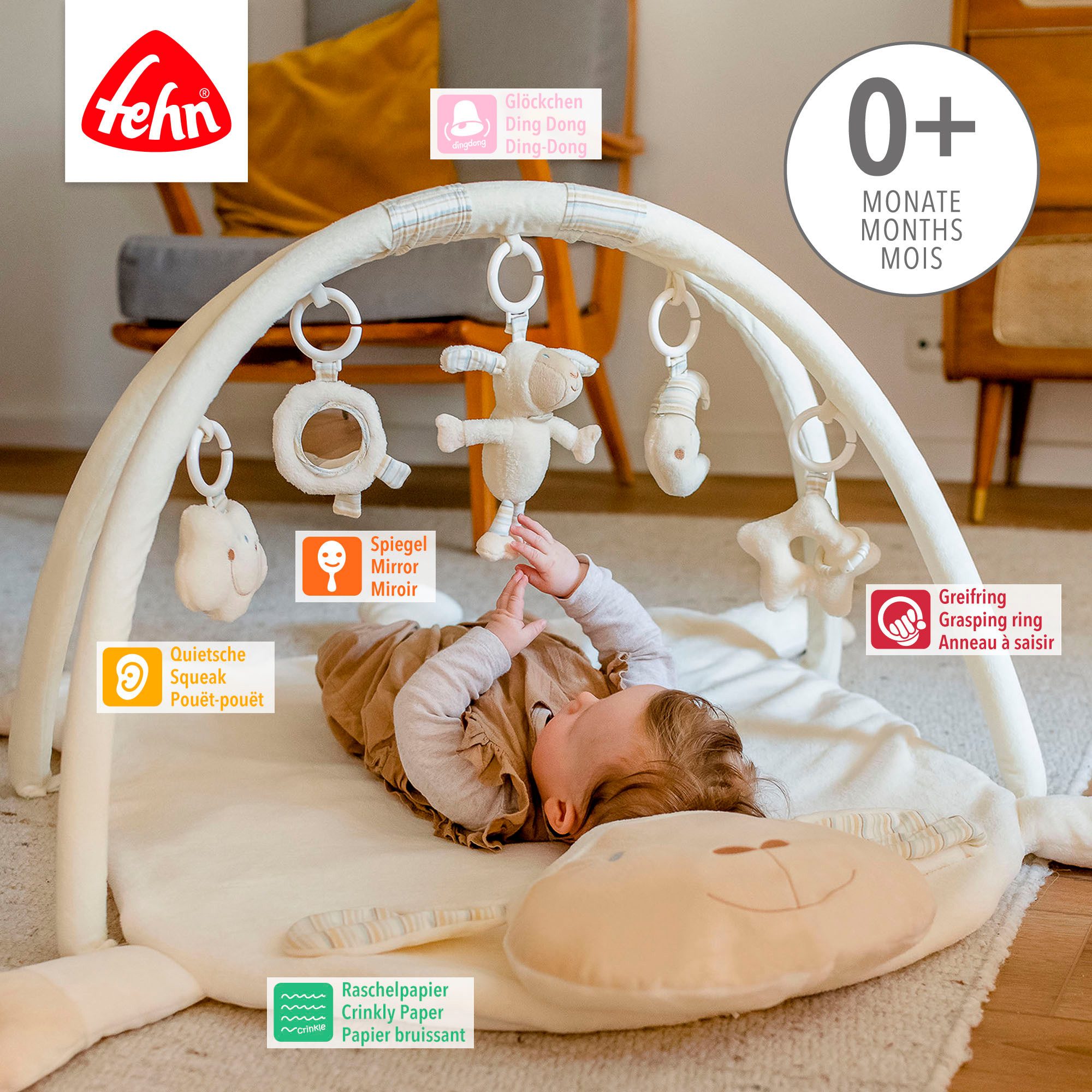 Fehn Speelboog BabyLOVE, schaap 3-D-activiteit deken