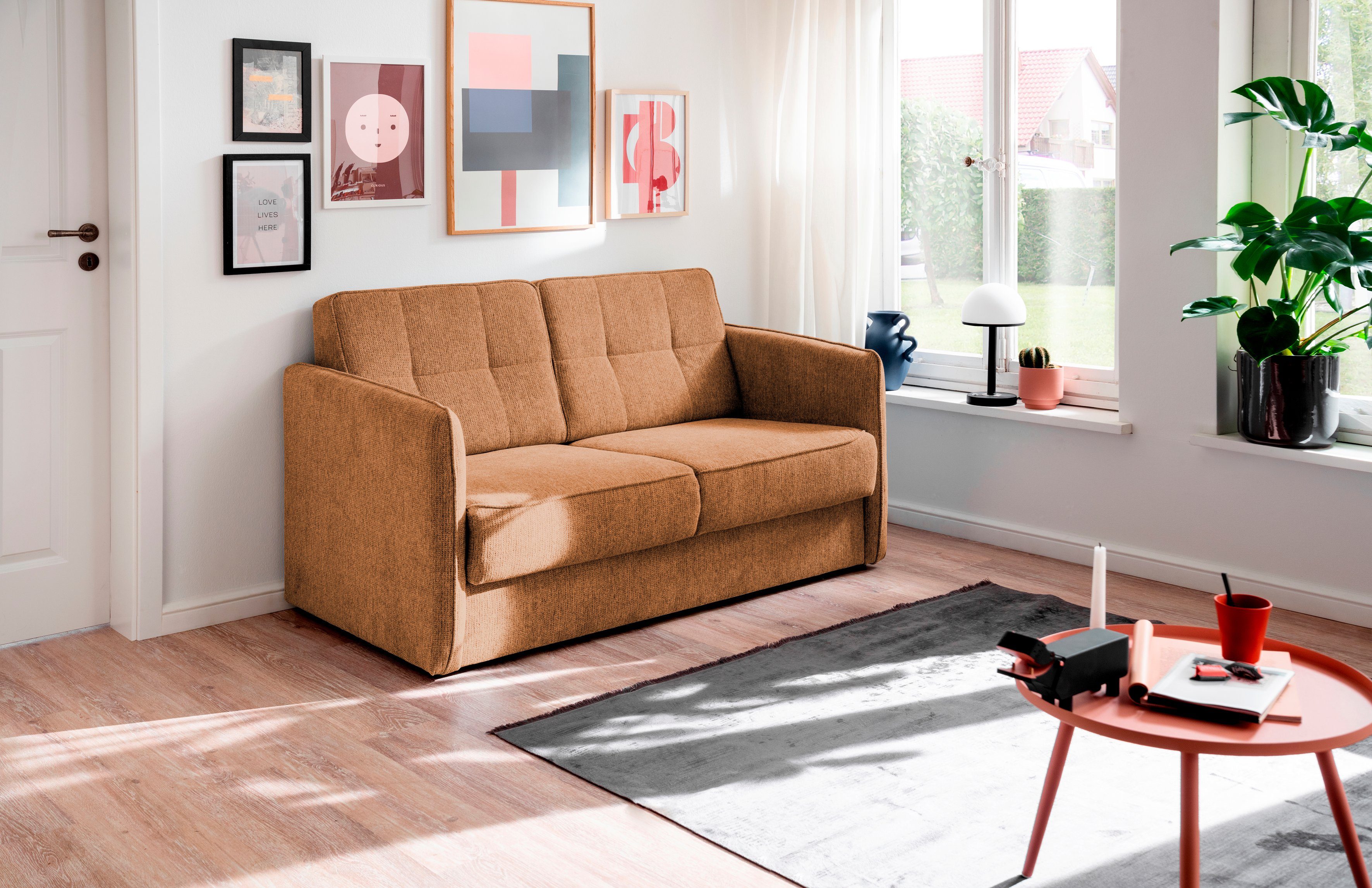 INOSIGN Slaapbank Milano twee afzonderlijk uittrekbare ligfuncties bruin, slaapbanken, Breedte ligoppervlak: 130 cm