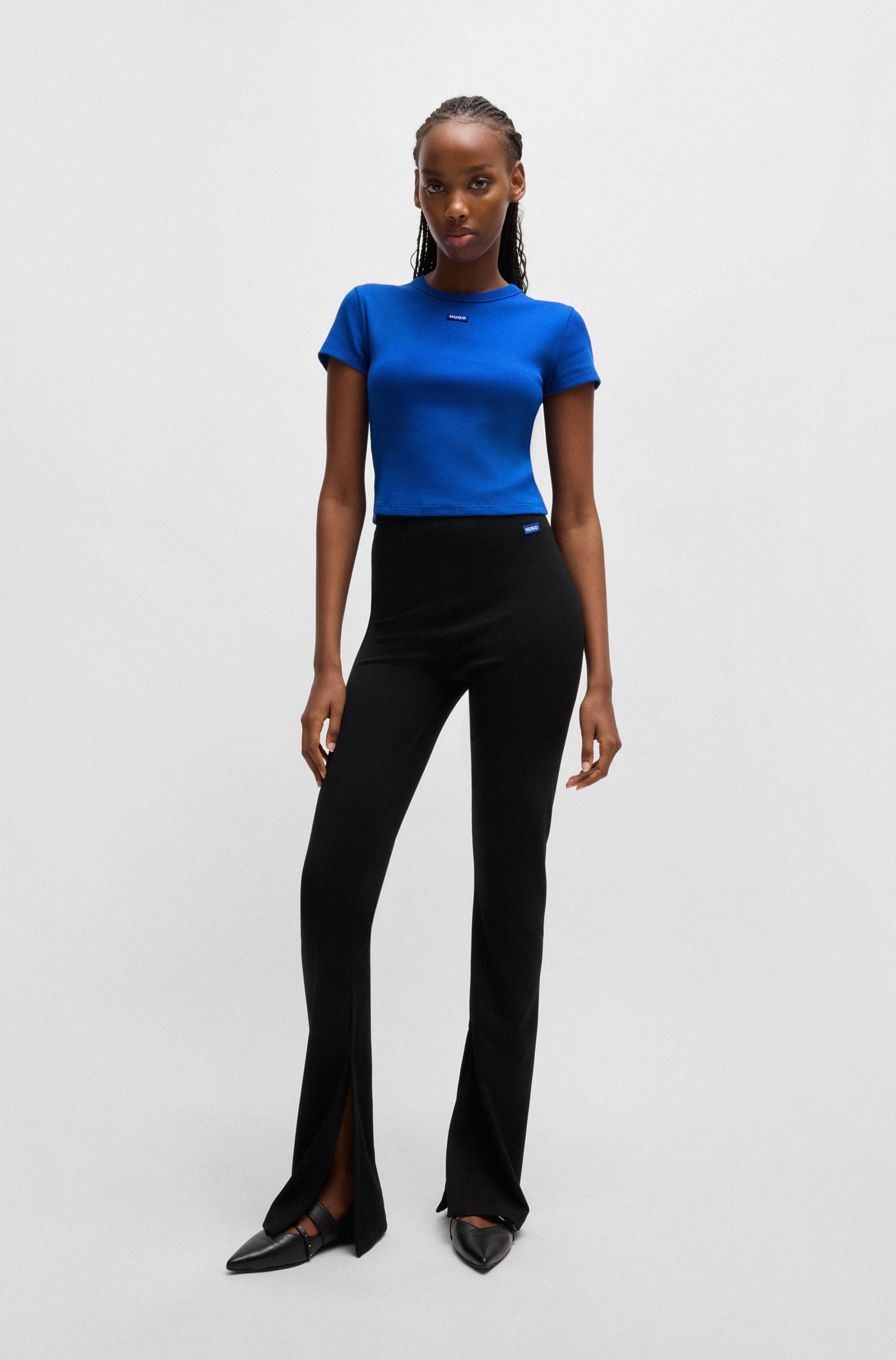 HUGO Blue T-shirt Baby Tee in verkorte lengte
