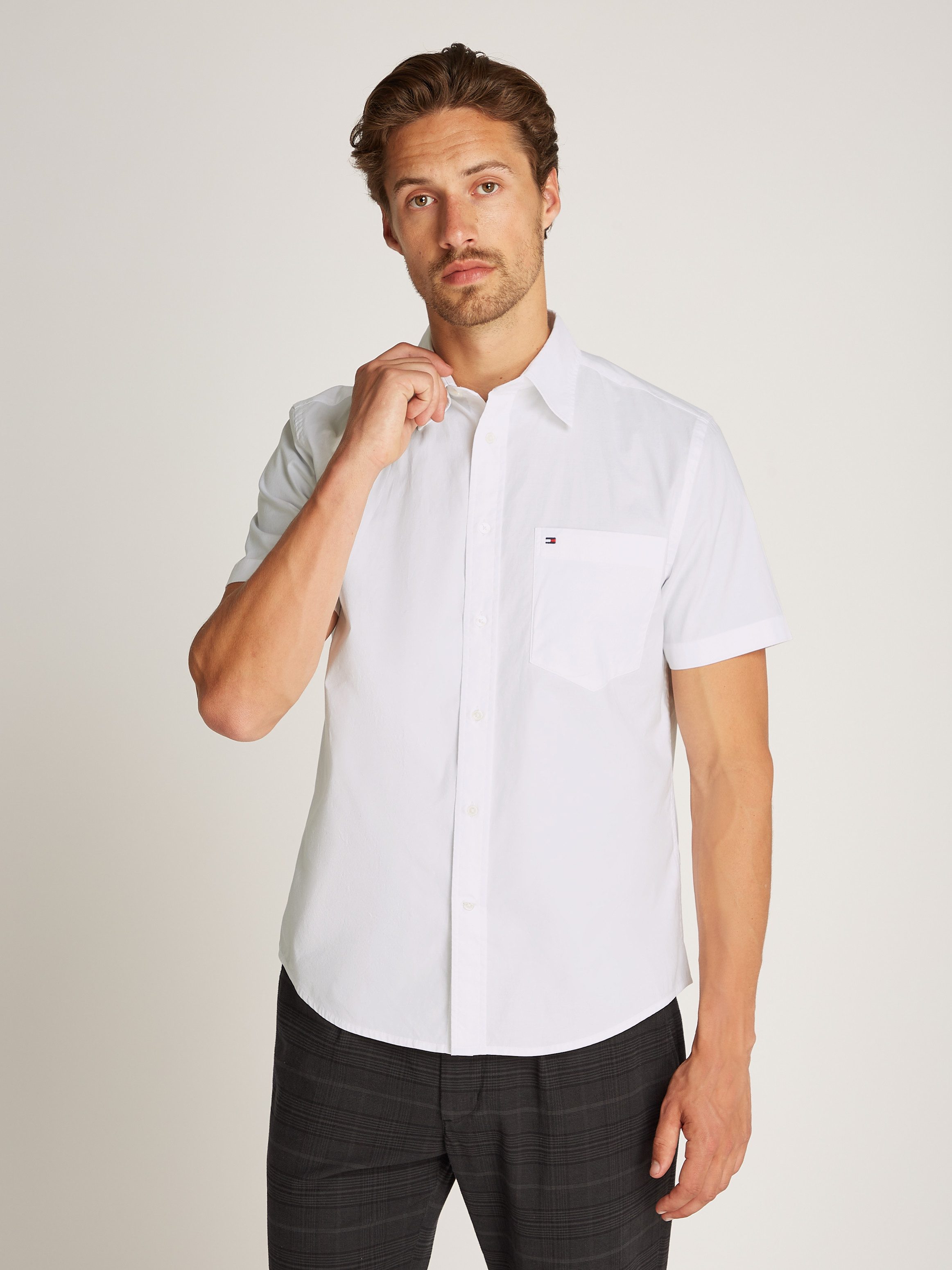 Tommy Hilfiger Overhemd met korte mouwen FLEX POPLIN SOLID S/S SHIRT
