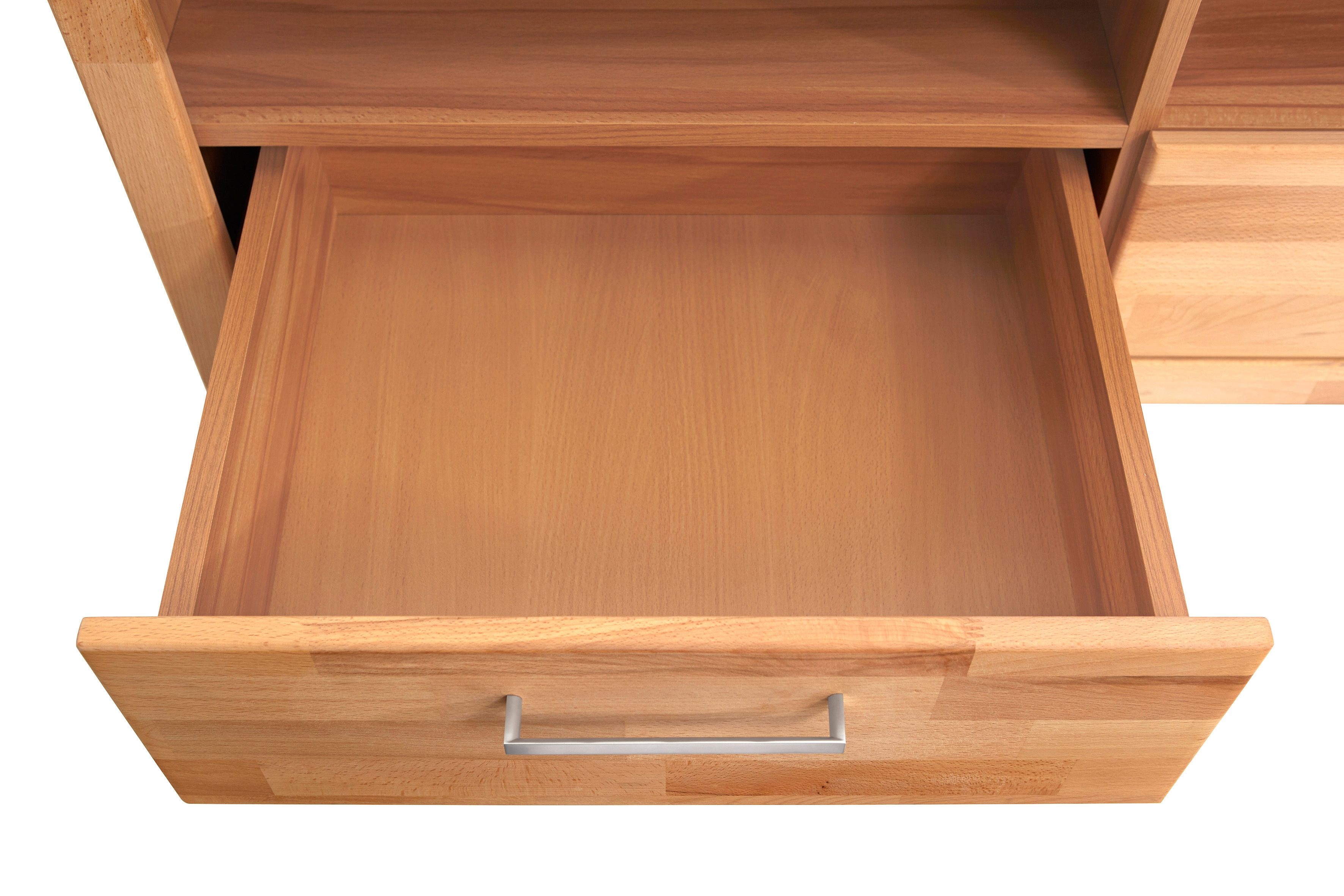 Home affaire Wandmeubel Logo, fronten massief hout, lichaam houtvezelplaat, veel opbergruimte (set, 4-delig)