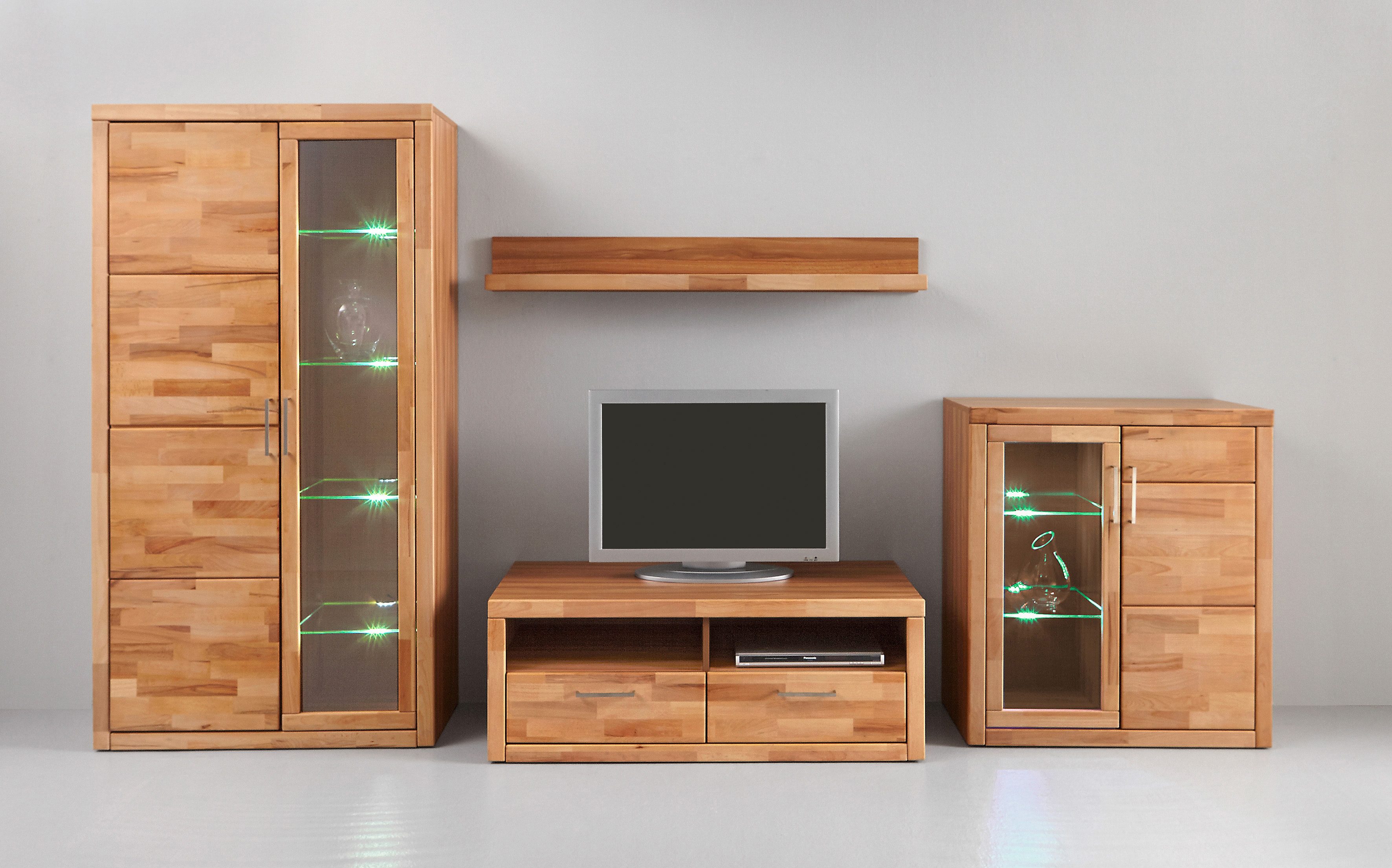 Home affaire Wandmeubel Logo, fronten massief hout, lichaam houtvezelplaat, veel opbergruimte (set, 4-delig)