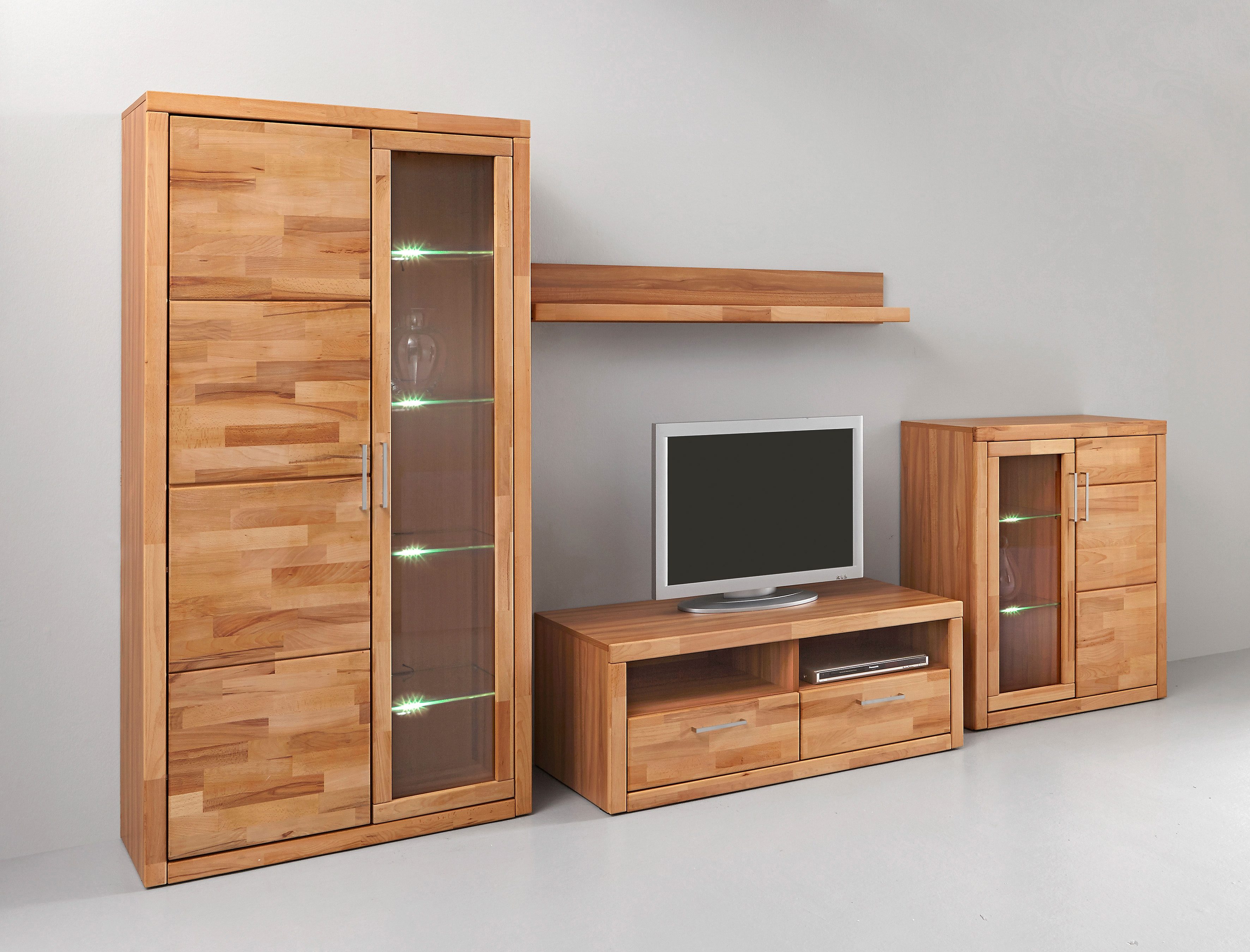 Home affaire Wandmeubel Logo, fronten massief hout, lichaam houtvezelplaat, veel opbergruimte (set, 4-delig)