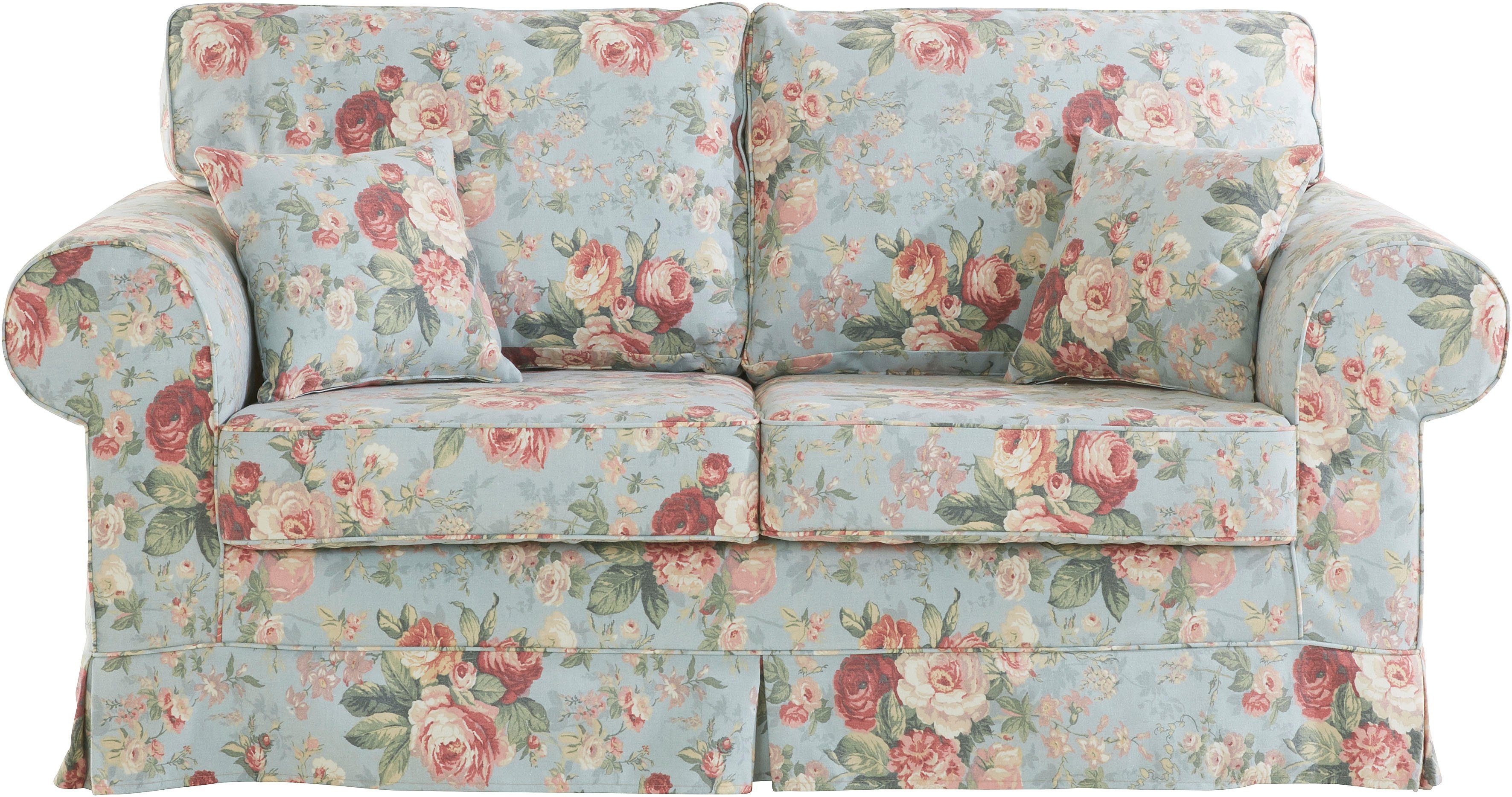 Home affaire 2-zitsbank Shadmoor Hoezen-look, in uni of met bloemenprint multicolor, 2-zitsbanken