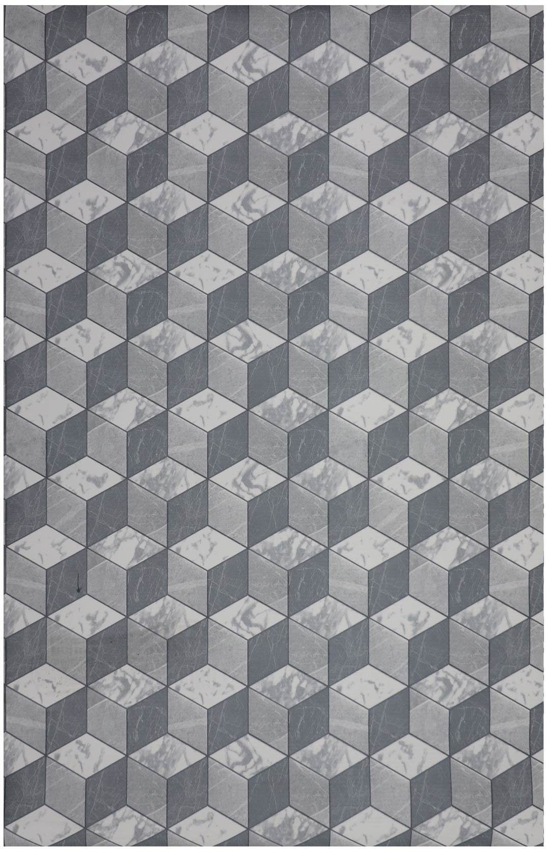 Friedola Keukenloper Vintage Loper van vinyl, modern 3D-ontwerp, afwasbaar, keuken laagpolige vloerkleden grijs