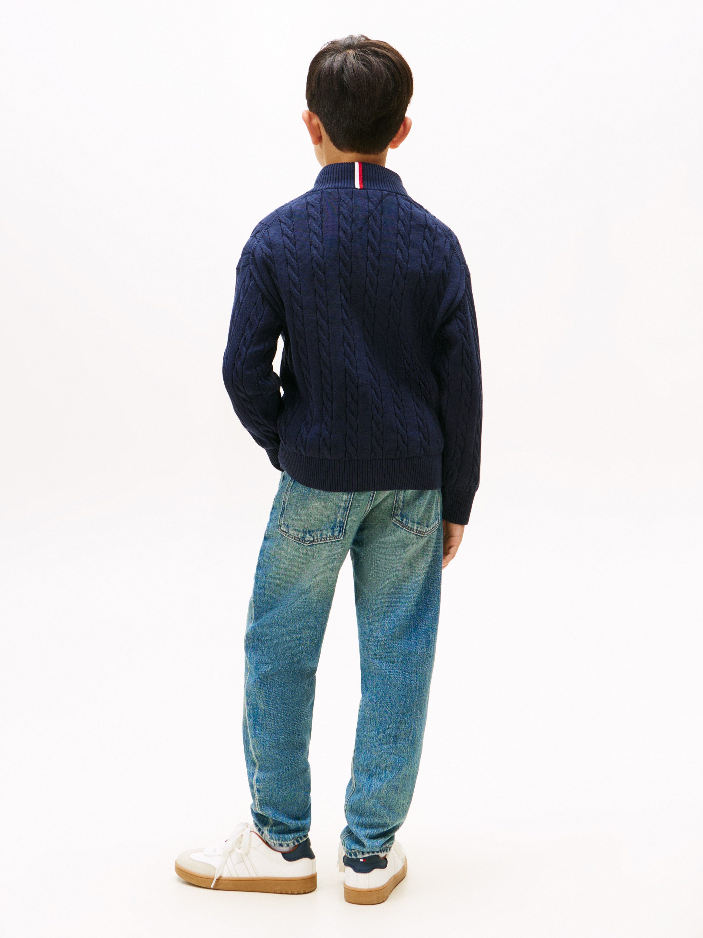 Tommy Hilfiger Gebreide trui COTTON CABLE HALF ZIP SWEATER
