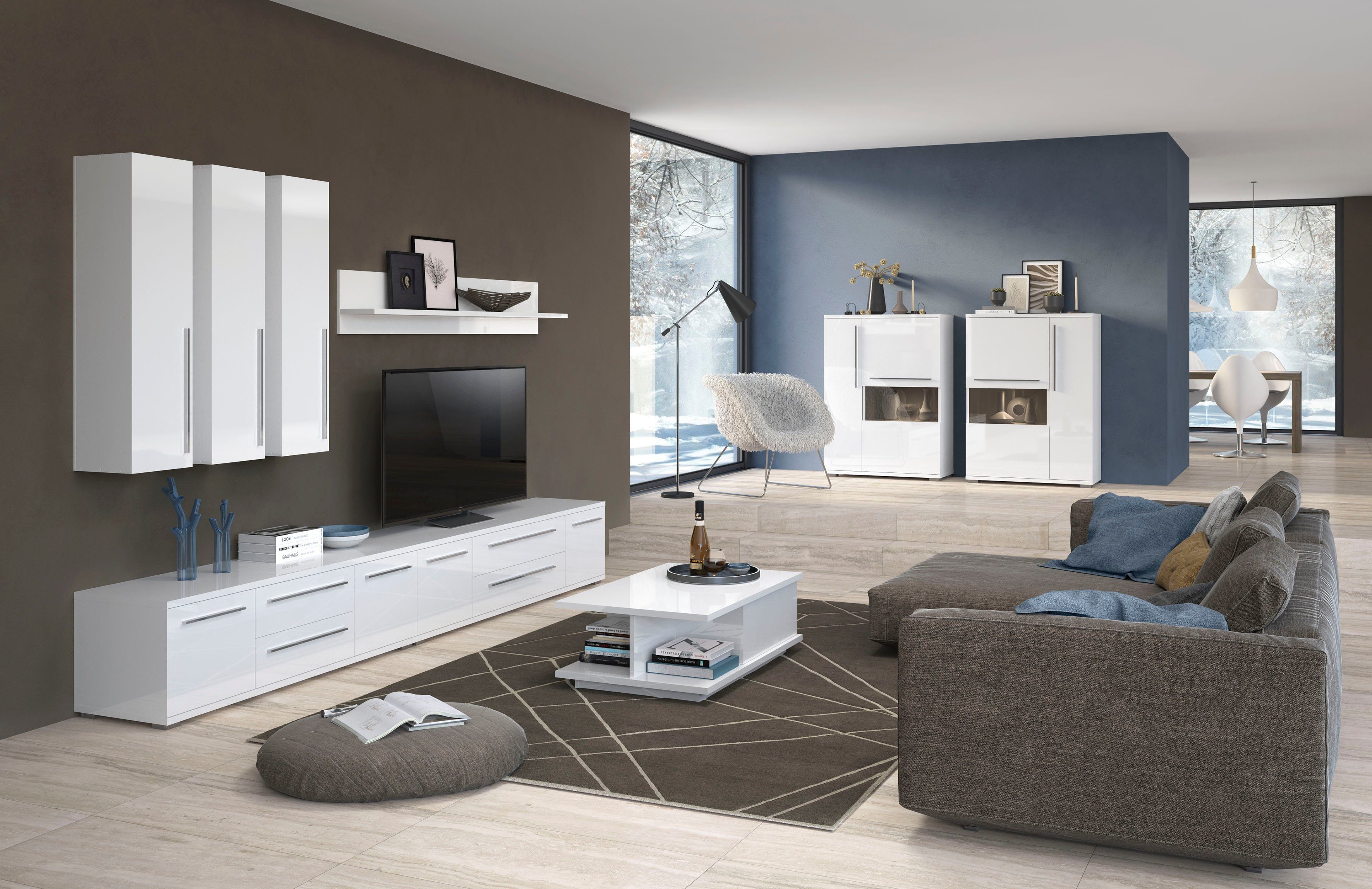Places of Style Vitrinekast Piano UV-gecoat, soft close-functie