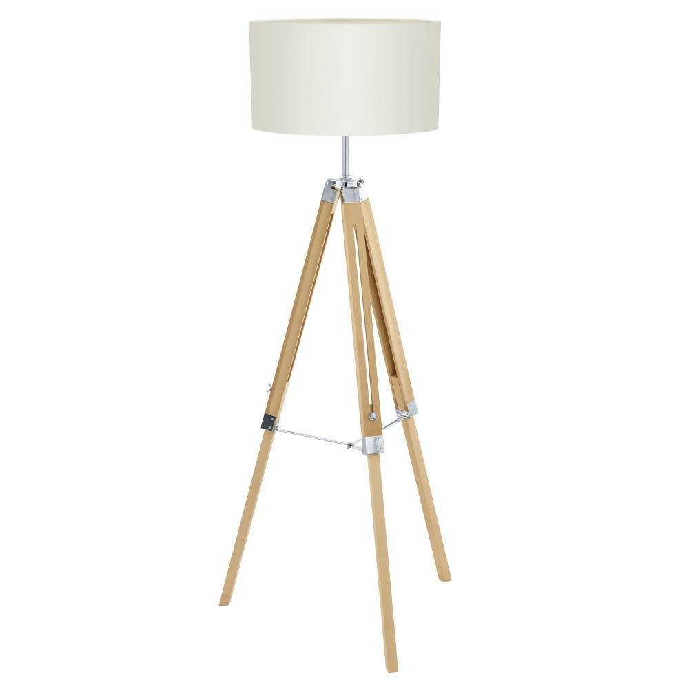 EGLO Staande lamp LANTADA Vloerlamp, natuur en beige, met schakelaar, FSC gecertificeerd, E27 (1 stuk)