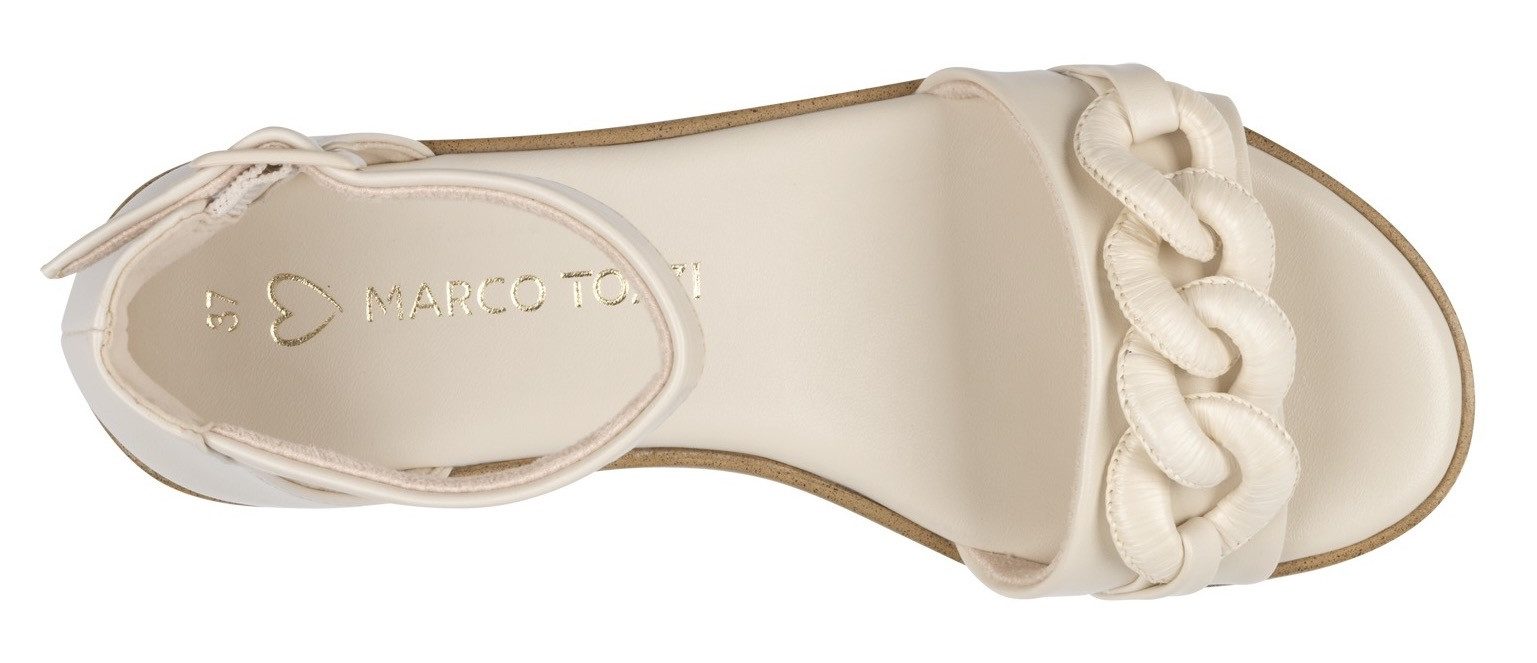 Marco Tozzi Sandalen , sleehak, zomerschoen, sandaal, met sierketting in ton-sur-ton