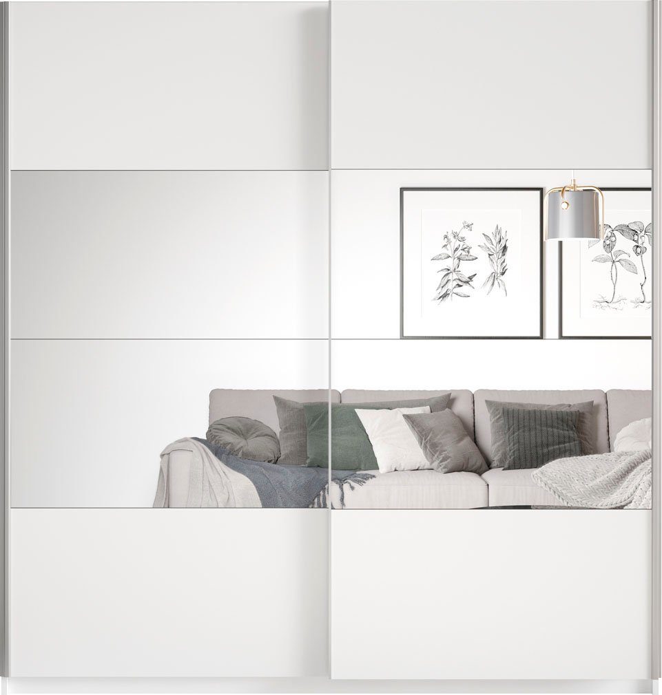 Home affaire Zweefdeurkast Beta schuifdeurkast kledingkast linnenkast met spiegel, inclusief complete indeling, metalen grepen