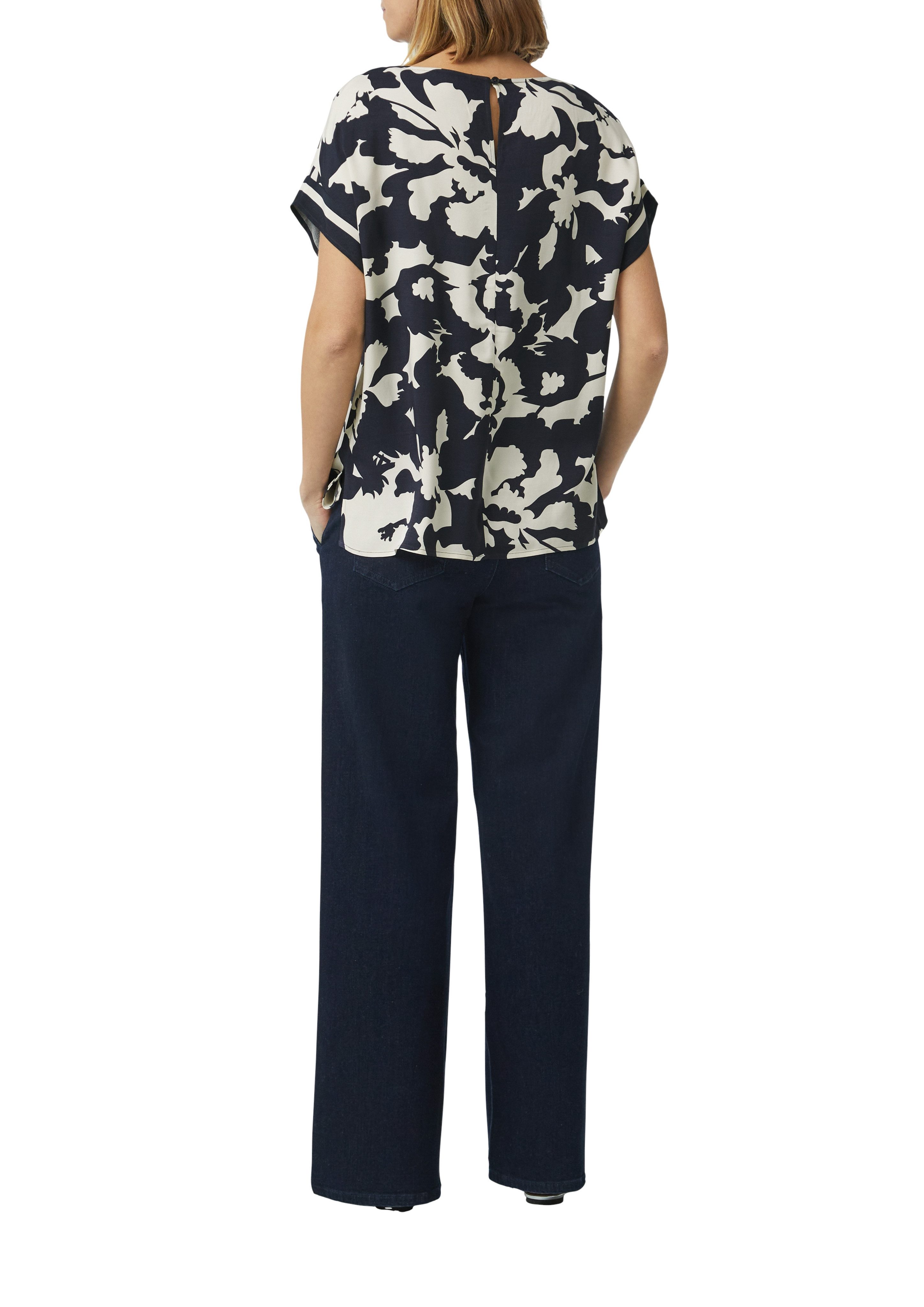 Comma Blouse met korte mouwen met print all-over