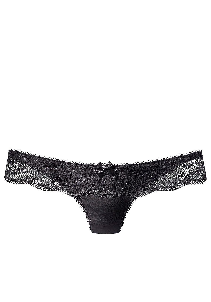 Lascana String met een brede band van gebloemde kant, dessous