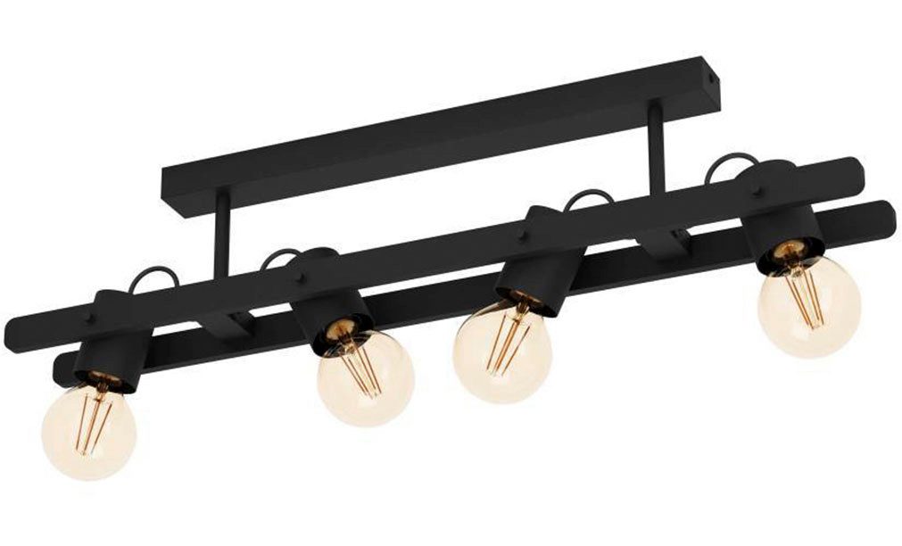 EGLO Plafondlamp PLIMSOLL Plafondlamp, hout en metaal in zwart, FSC100PA, plafondspot, E27 (1 stuk) plafondlampen zwart