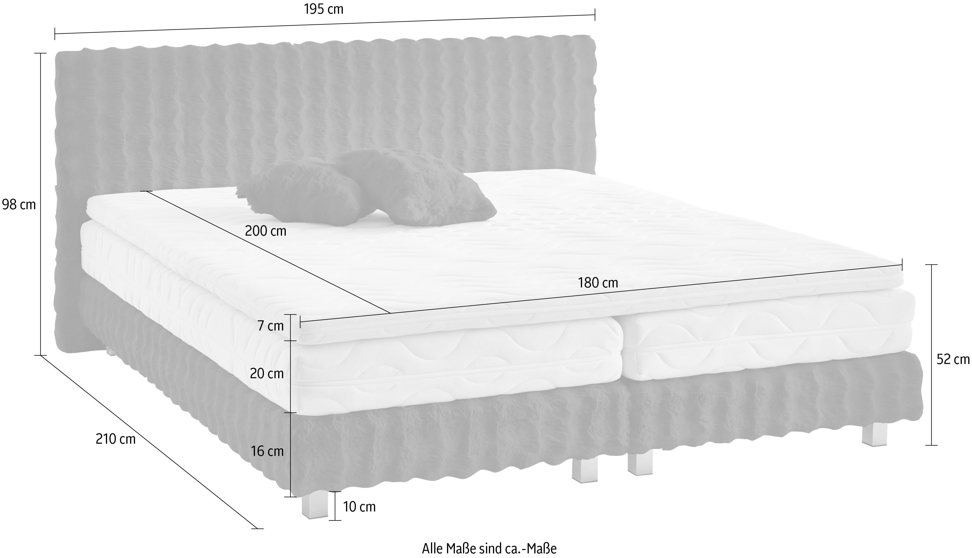 Westfalia Polsterbetten Boxspring Sendai Faux bont HIGHLIGHT, optioneel matrassen in H2,H3,H4