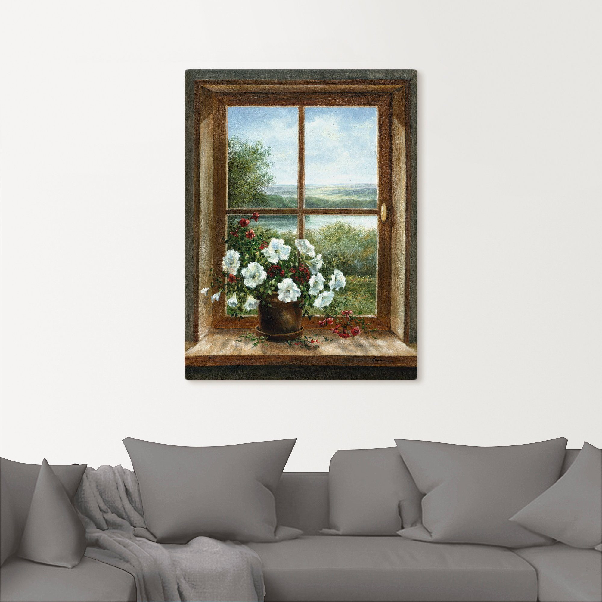 Artland Artprint Bloemen bij het raam als artprint van aluminium, artprint voor buiten, artprint op linnen, poster, muursticker