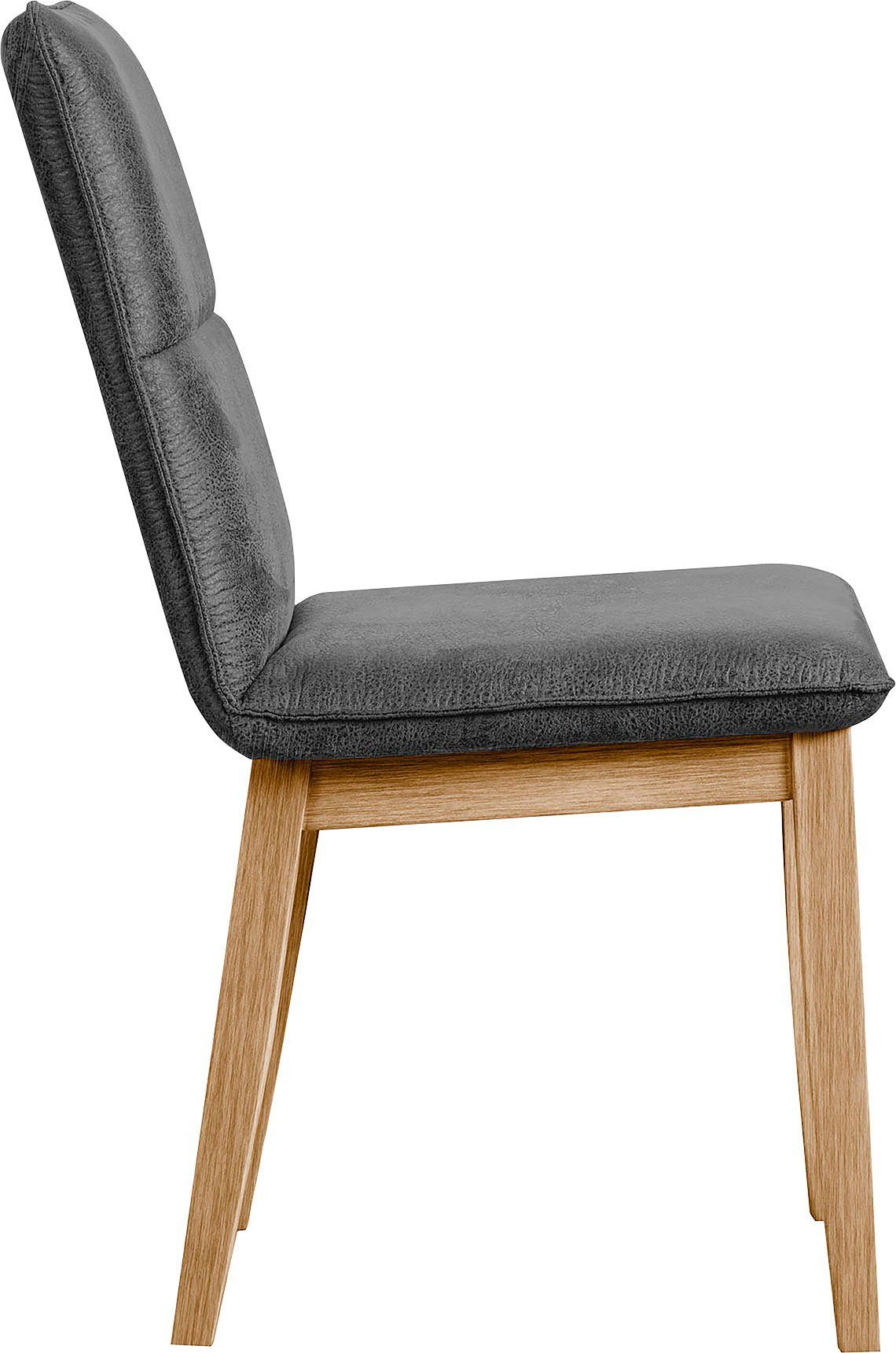 Home affaire Eetkamerstoel Beluna gestoffeerde stoel eetkamer bestseller Frame en poten van massief eiken, modern landhuis (set, 2 stuks)