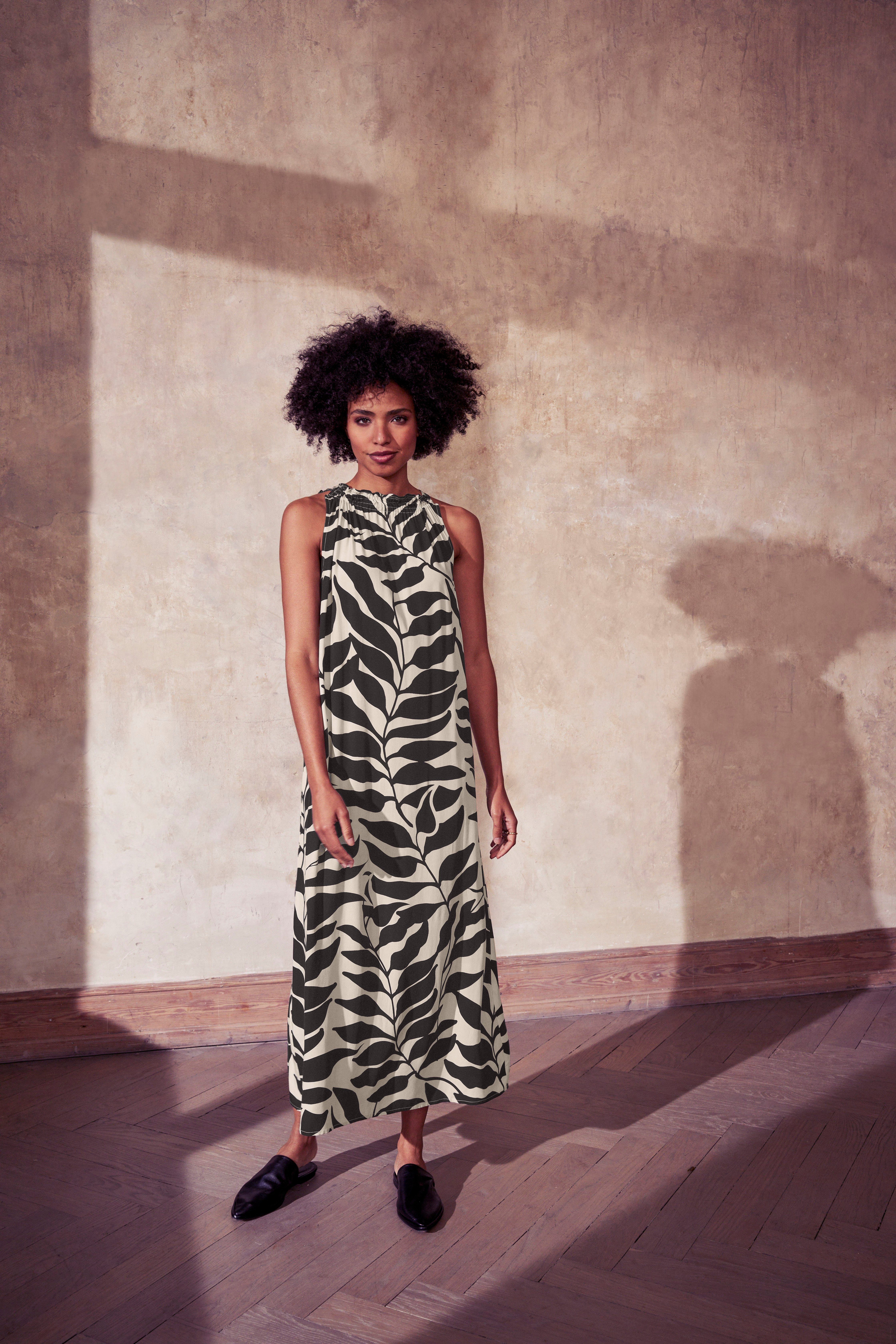 HECHTER PARIS Midi-jurk kuitlang, figuurvolgend, van viscose, met striksluiting