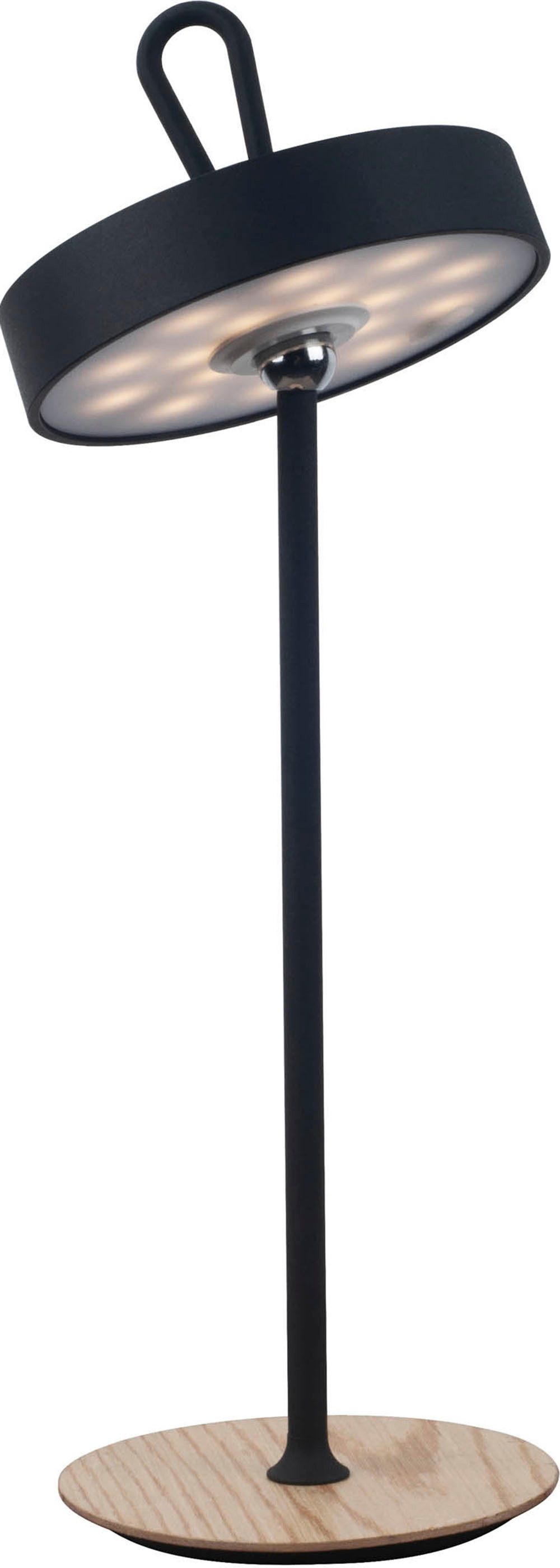 Home affaire Led-tafellamp Charmont met houten voet, afneembare hoofdkant als hanglamp te gebruiken oplaadbaar, incl. accu + usb-kabel, hoofdeinde magnetisch, afneembaar, hout (1 stuk)