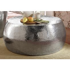 home affaire salontafel aluci van mooi aluminium, in hamerslag-look, bijzonder uniek exemplaar, hoogte 29,5 cm zilver