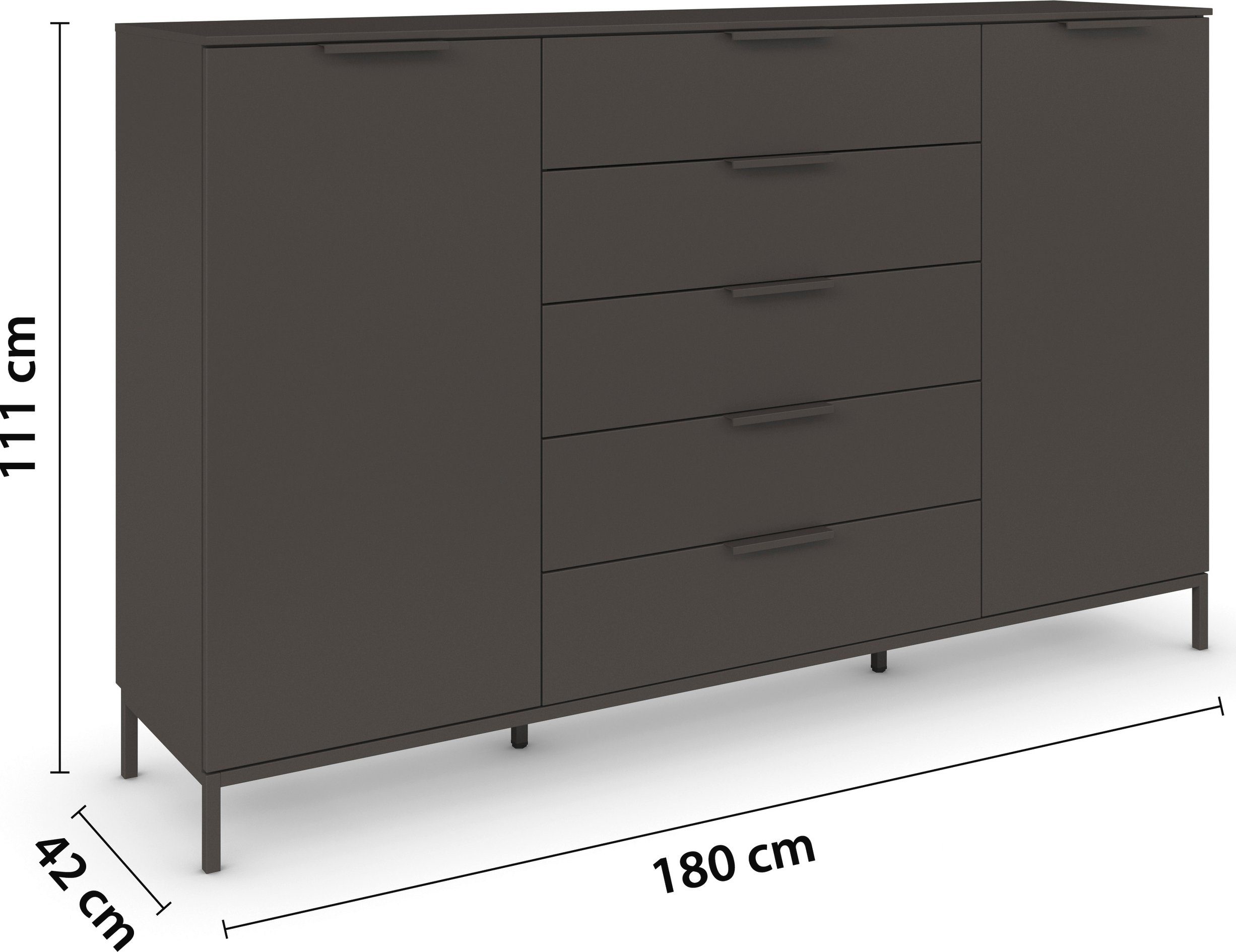 rauch Kast met laden en deuren Flipp 2 deurs met 5 laden en soft-close functie in 2 breedtes
