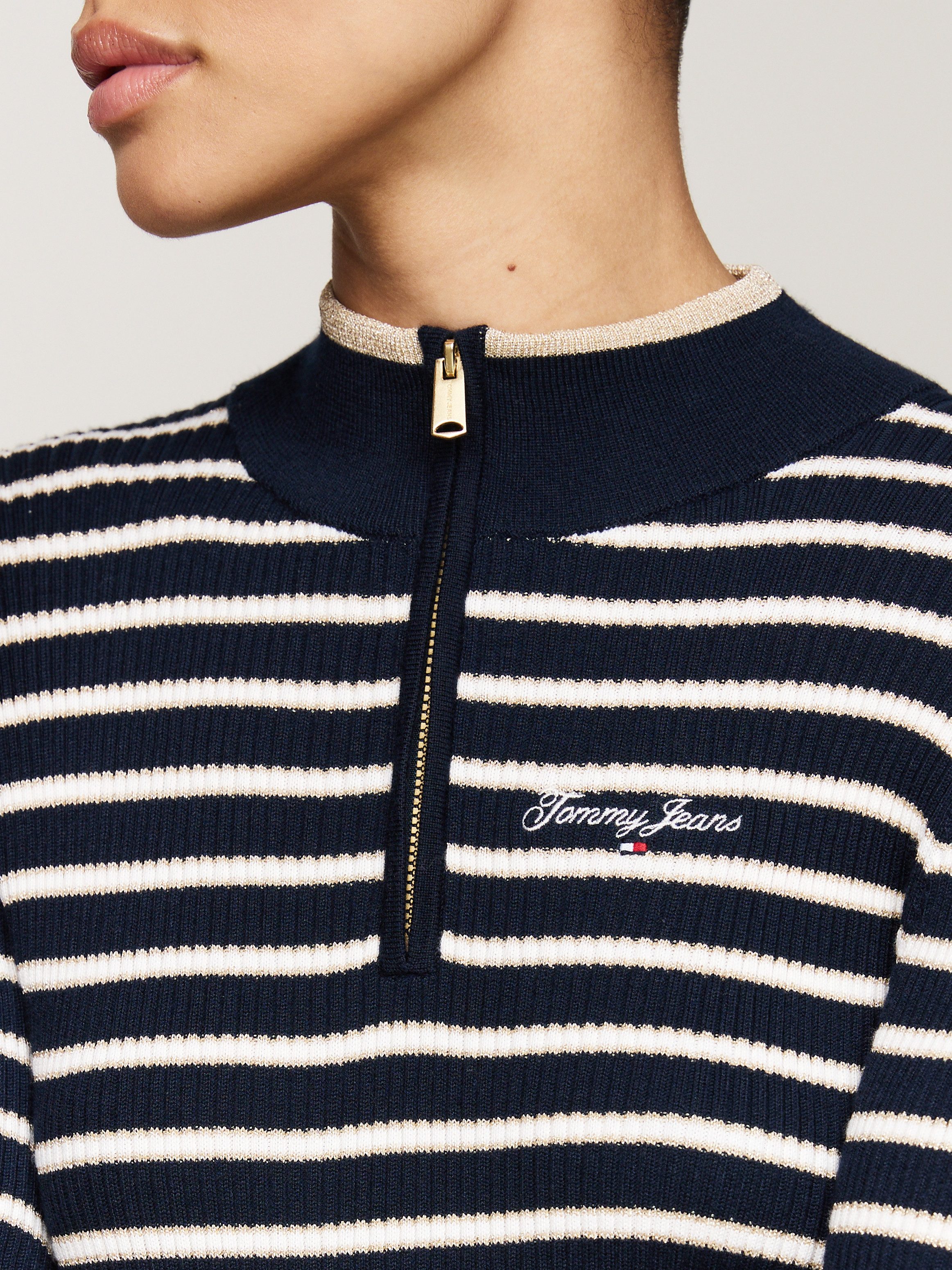 TOMMY JEANS Gebreide jurk TJW METALLIC TIP ZIP SWTR DRESS