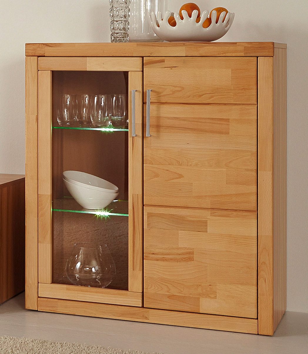 Home affaire Wandmeubel Logo, fronten massief hout, lichaam houtvezelplaat, veel opbergruimte (set, 4-delig)