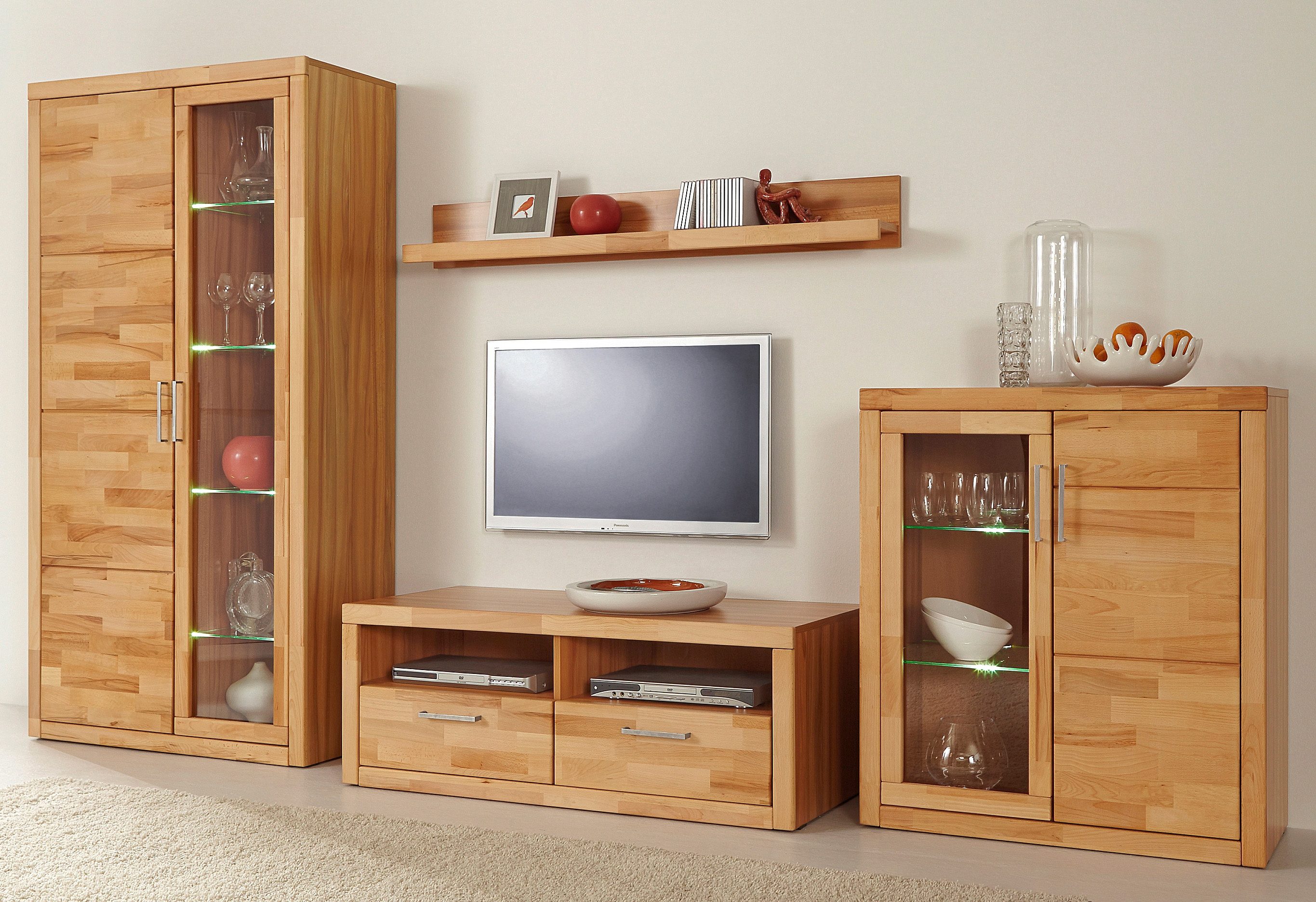 Home affaire Vitrinekast Logo, 190cm hoog, 42 cm diep, fronten massief hout, 10 vakken