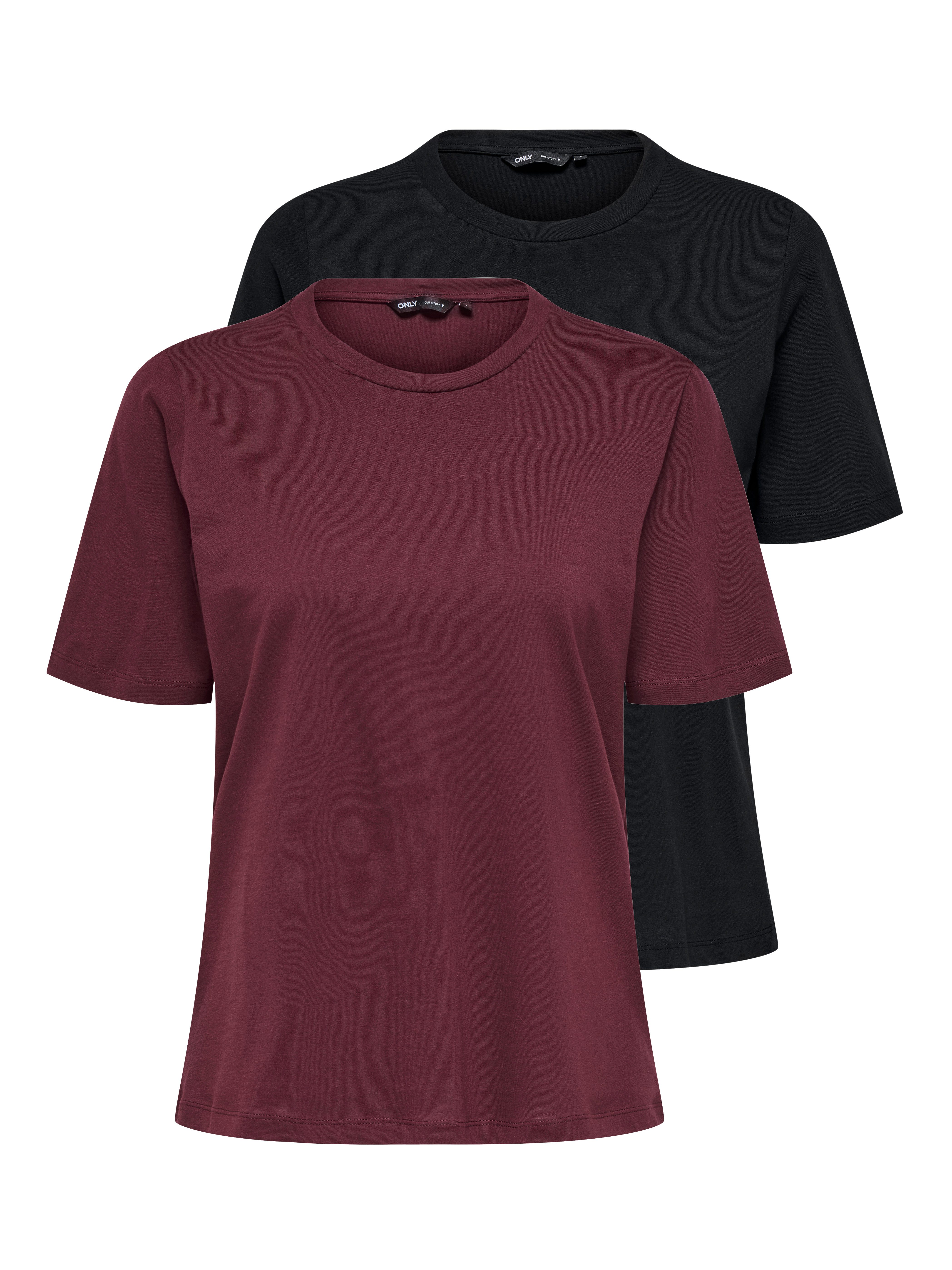 Only Shirt met korte mouwen ONLONLY – Duopack t-shirts voor dagelijks gebruik en vrije tijd (set, 2-delig)
