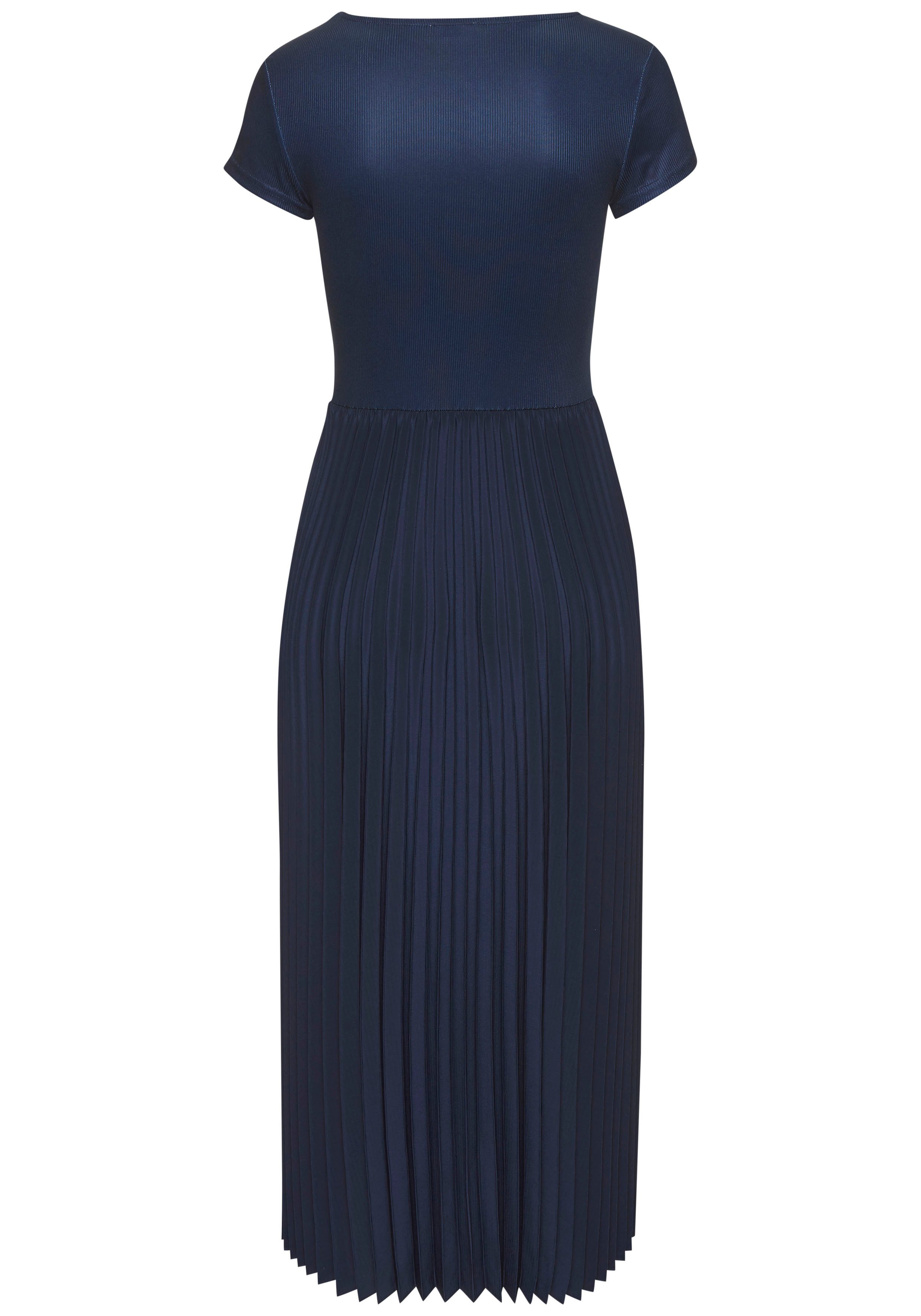 Lascana Midi-jurk met plissé rokdeel, basic, modieus