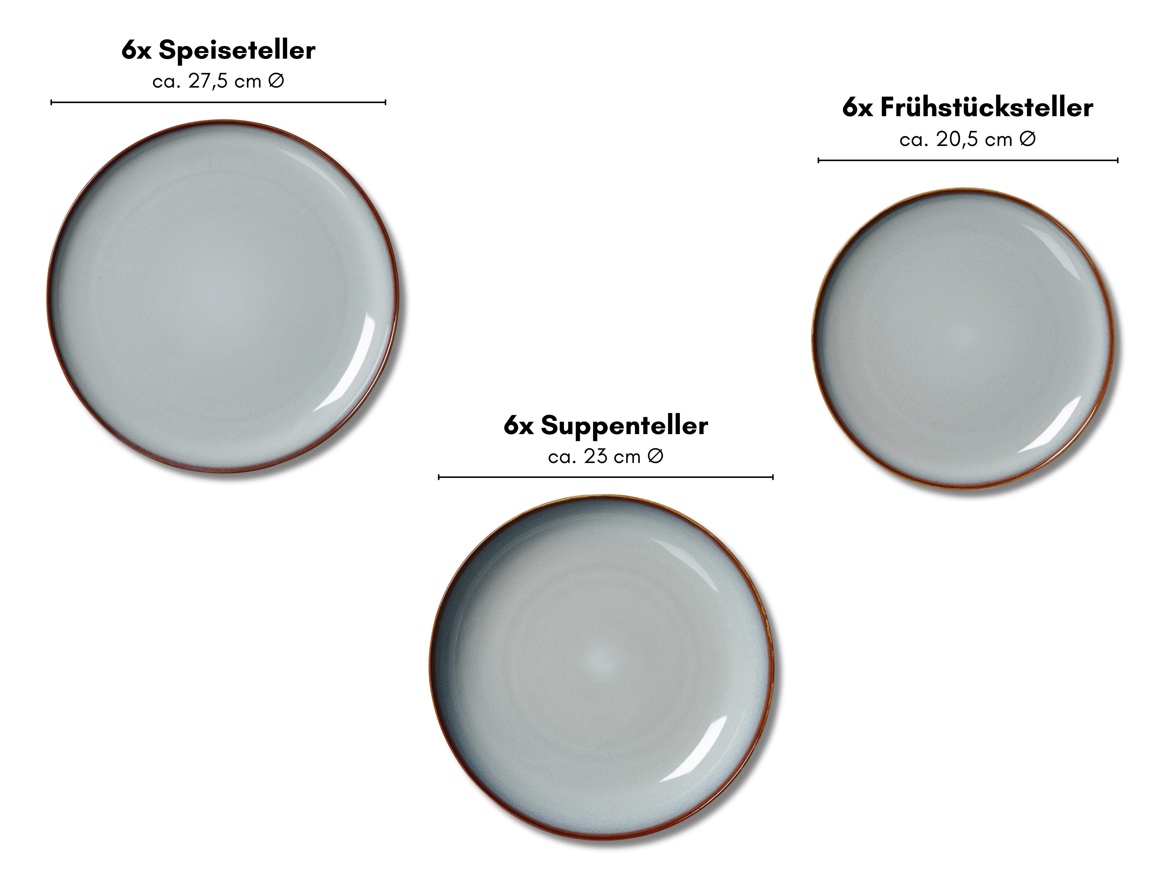 Ritzenhoff & Breker Eetservies Portofino Reactief glazuur, elk exemplaar is uniek (set, 18-delig)