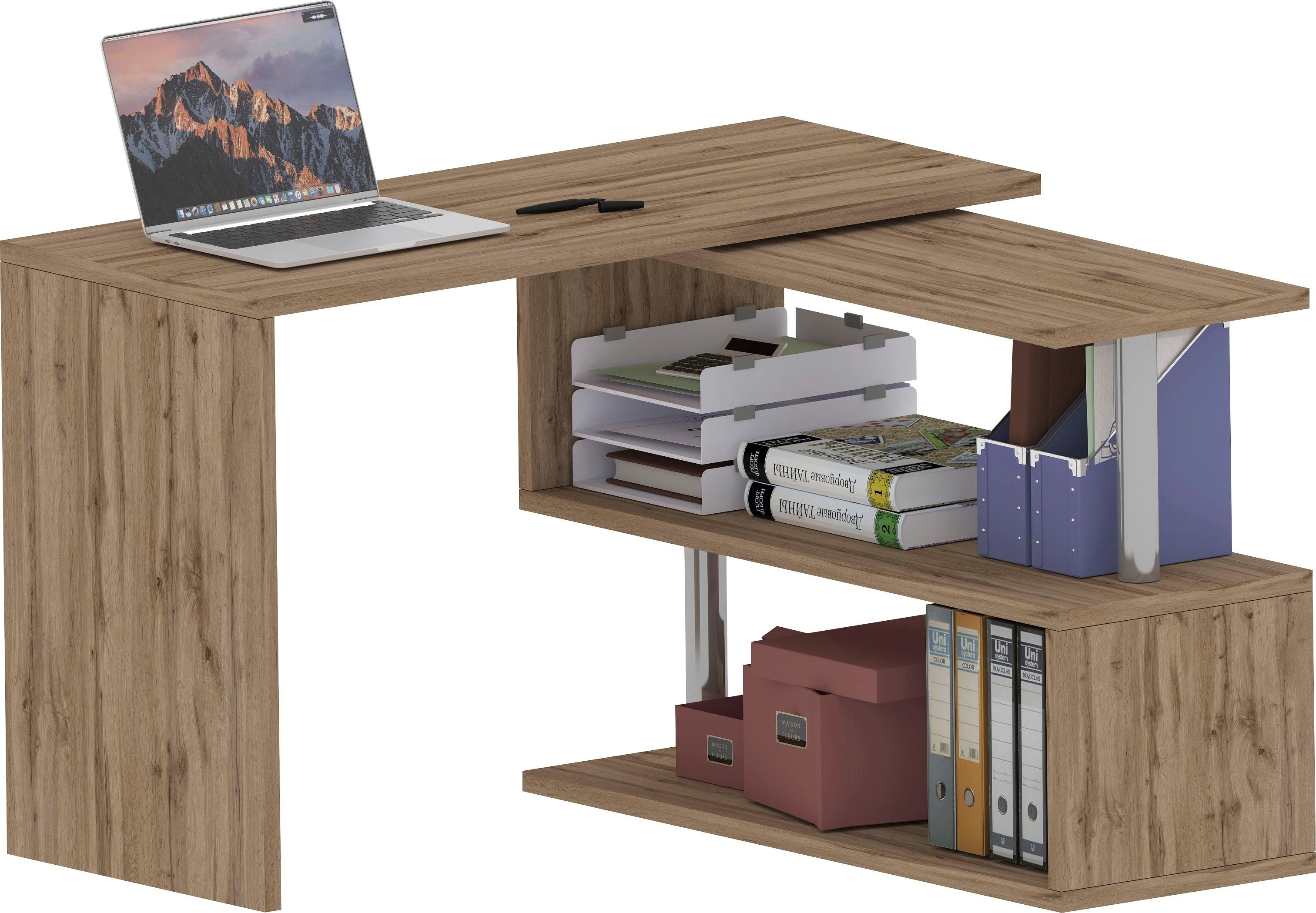 INOSIGN Bureau Volta, Made in Italy multifunctioneel - als computertafel, hoekbureau of sideboard