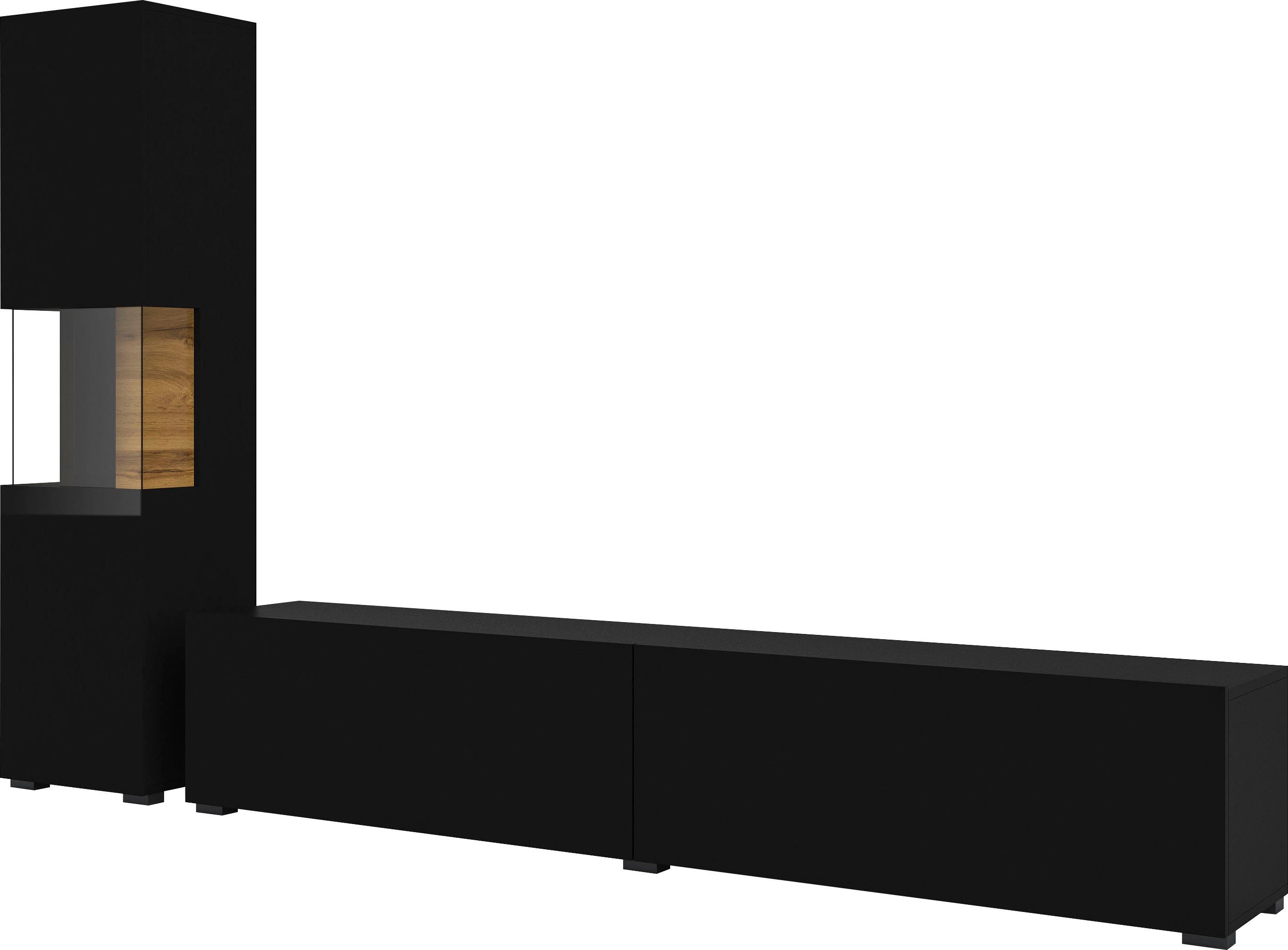 INOSIGN Wandmeubel Ava, woonkamer-set hangend/staand te monteren, vitrinekast, lowboard