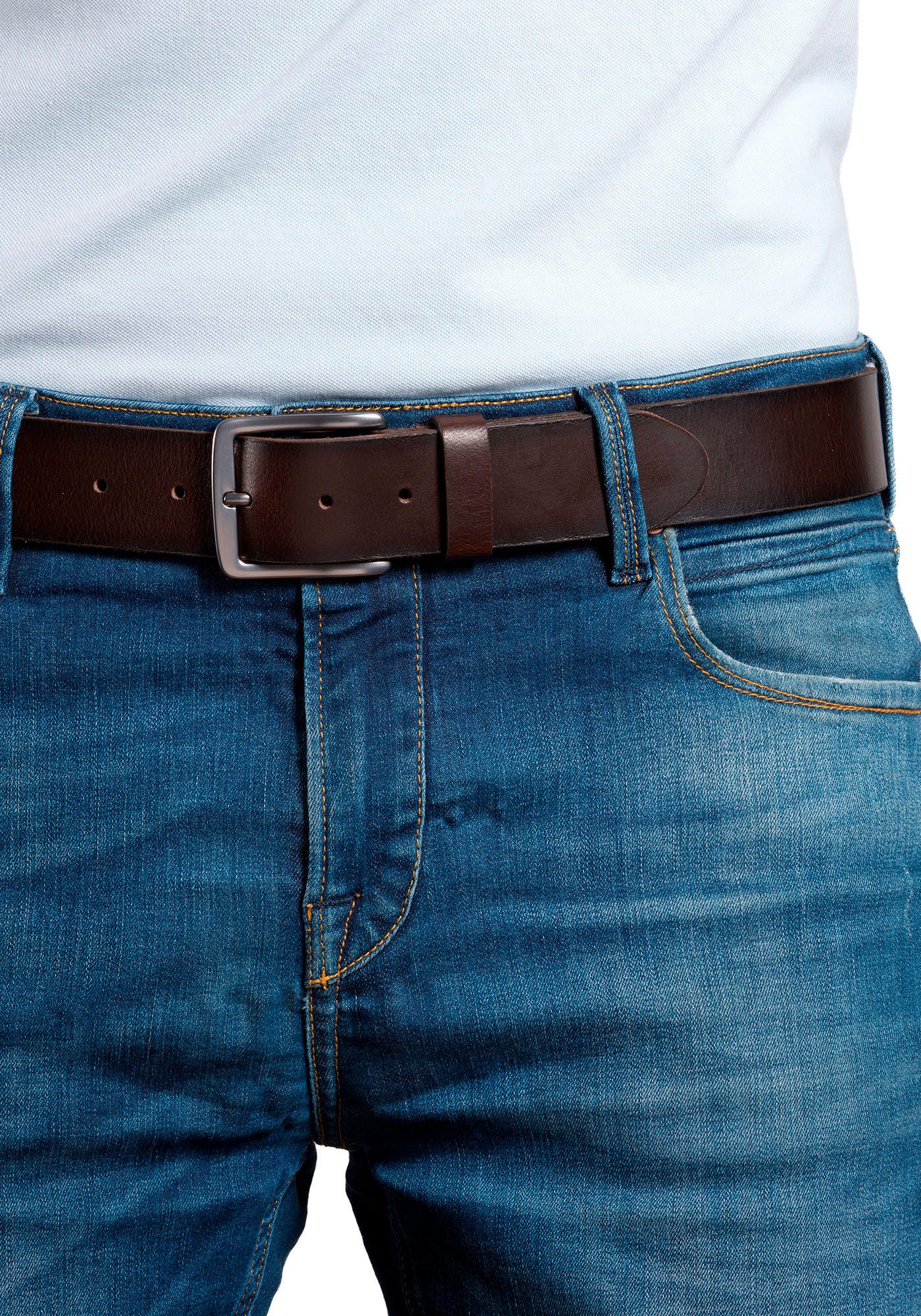 MONTI Leren riem Boston in rustieke look