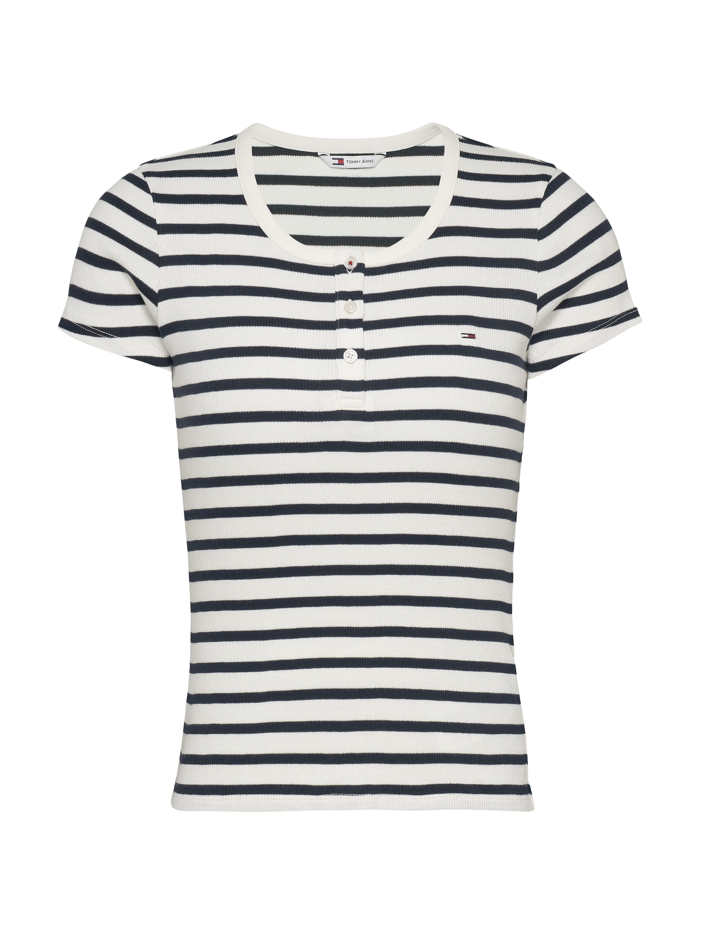 TOMMY JEANS T-shirt TJW SLIM BUTTON RIB C-NECK SS